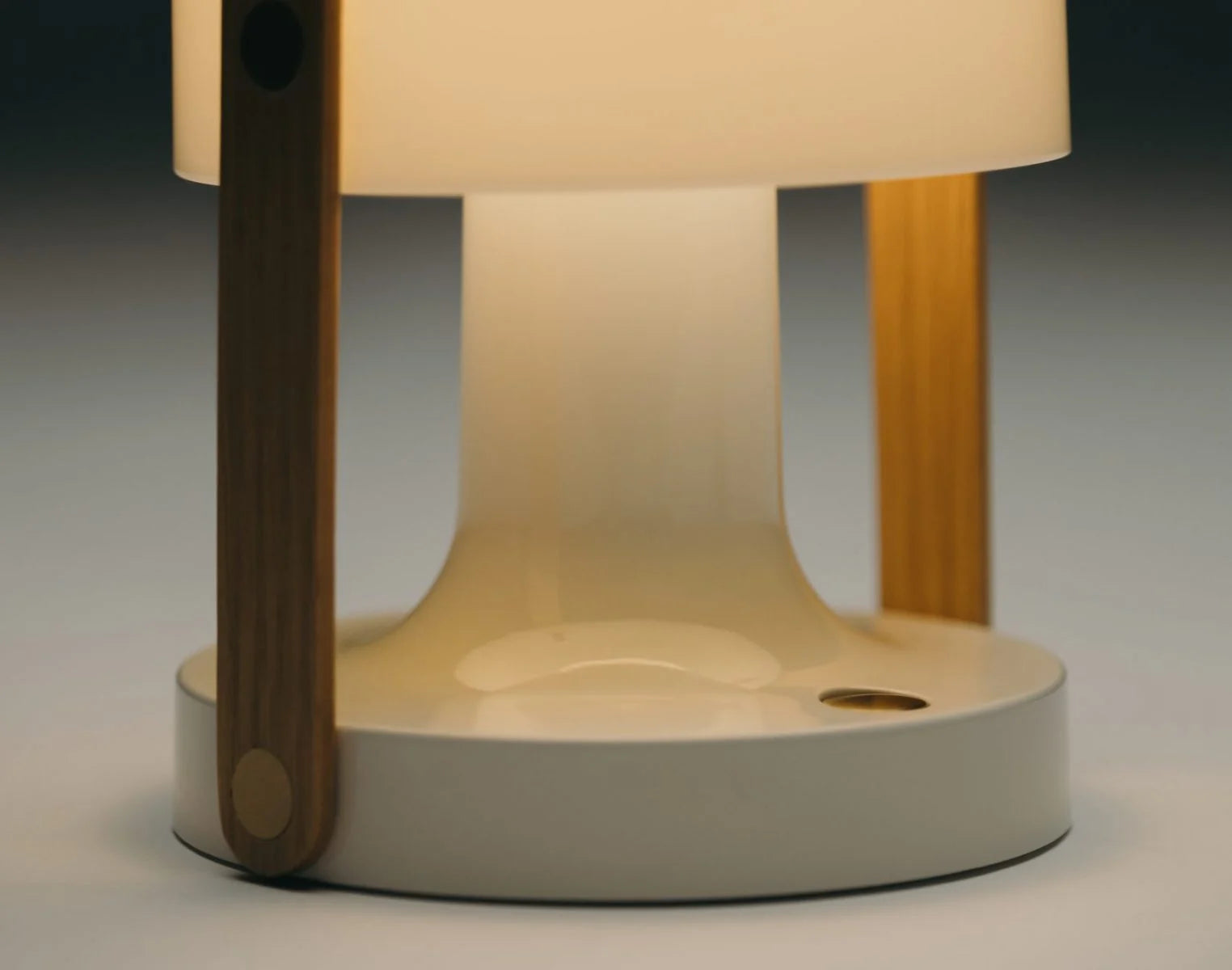 Přenosná lampa FOLLOWME bílá s hnědým detailem