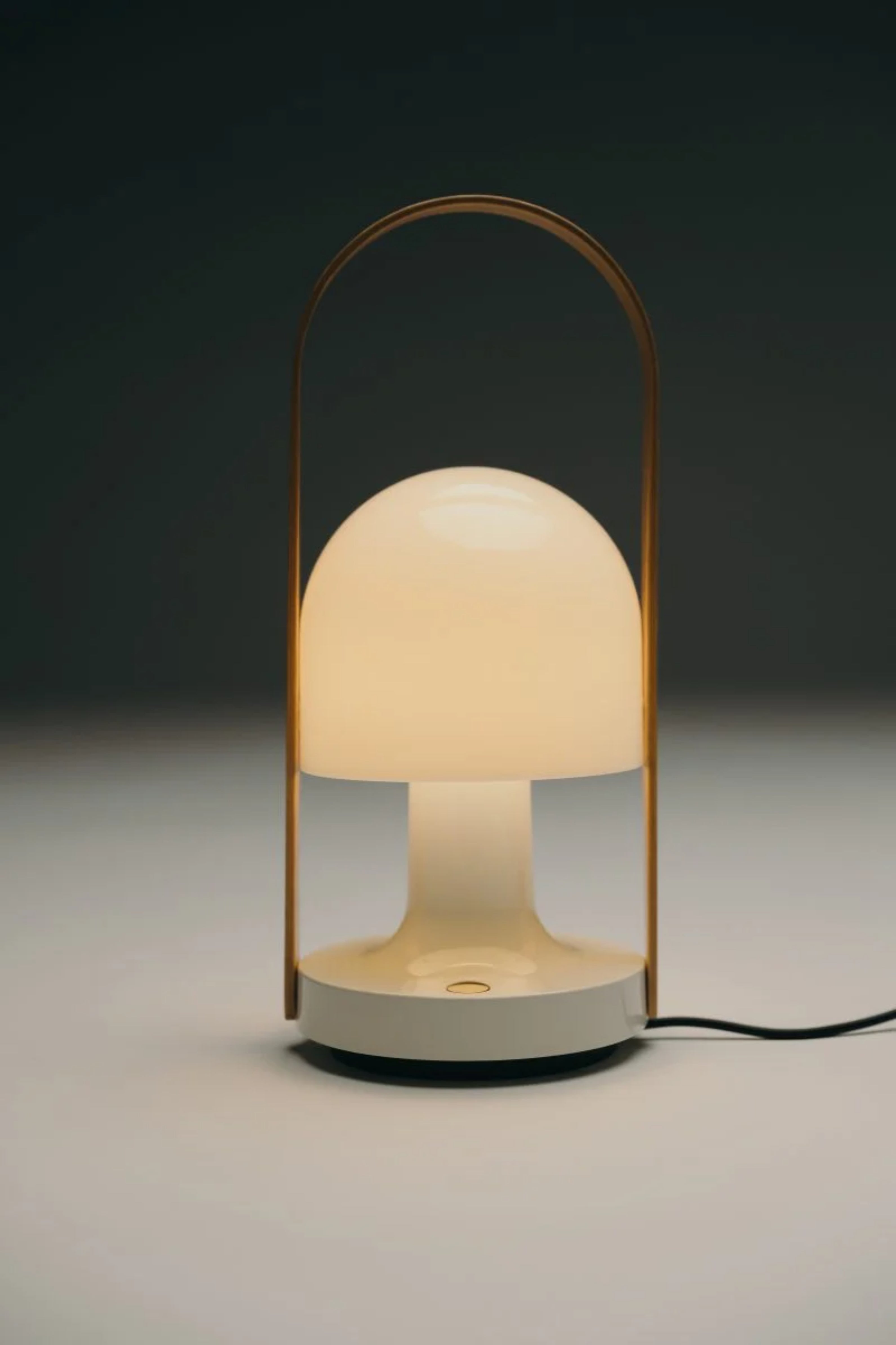 Přenosná lampa FOLLOWME bílá s hnědým detailem