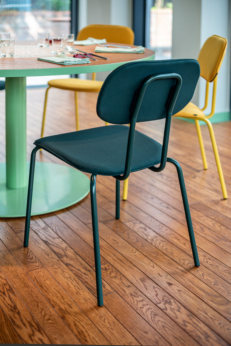 New school upholstered chair metal base