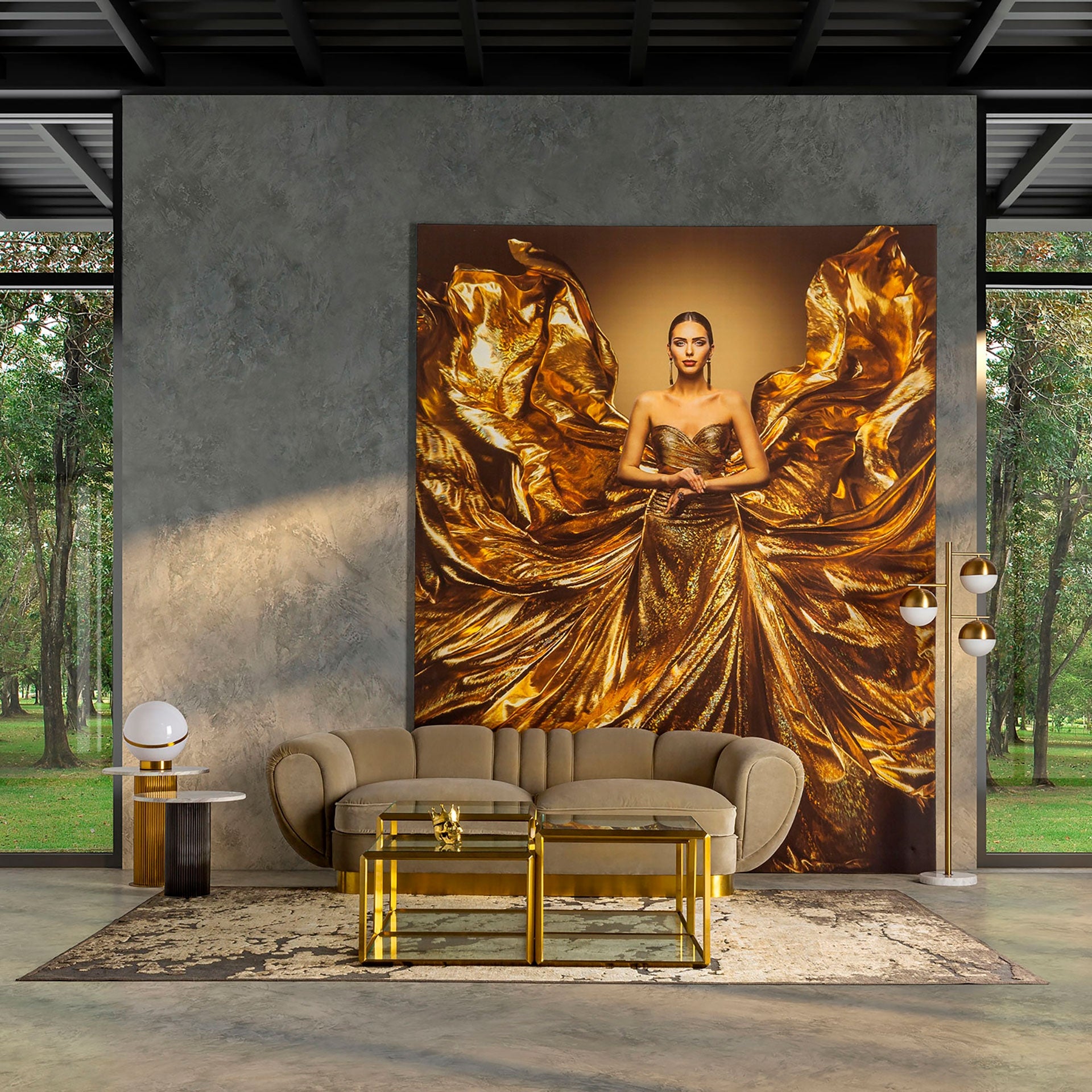 COEN Side Table with White Synthetic Marble and Black Base