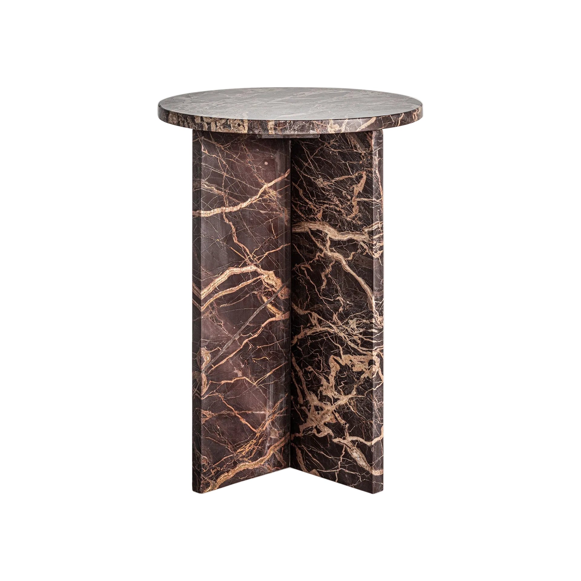 RUSKEALA Side Table in Brown Marble