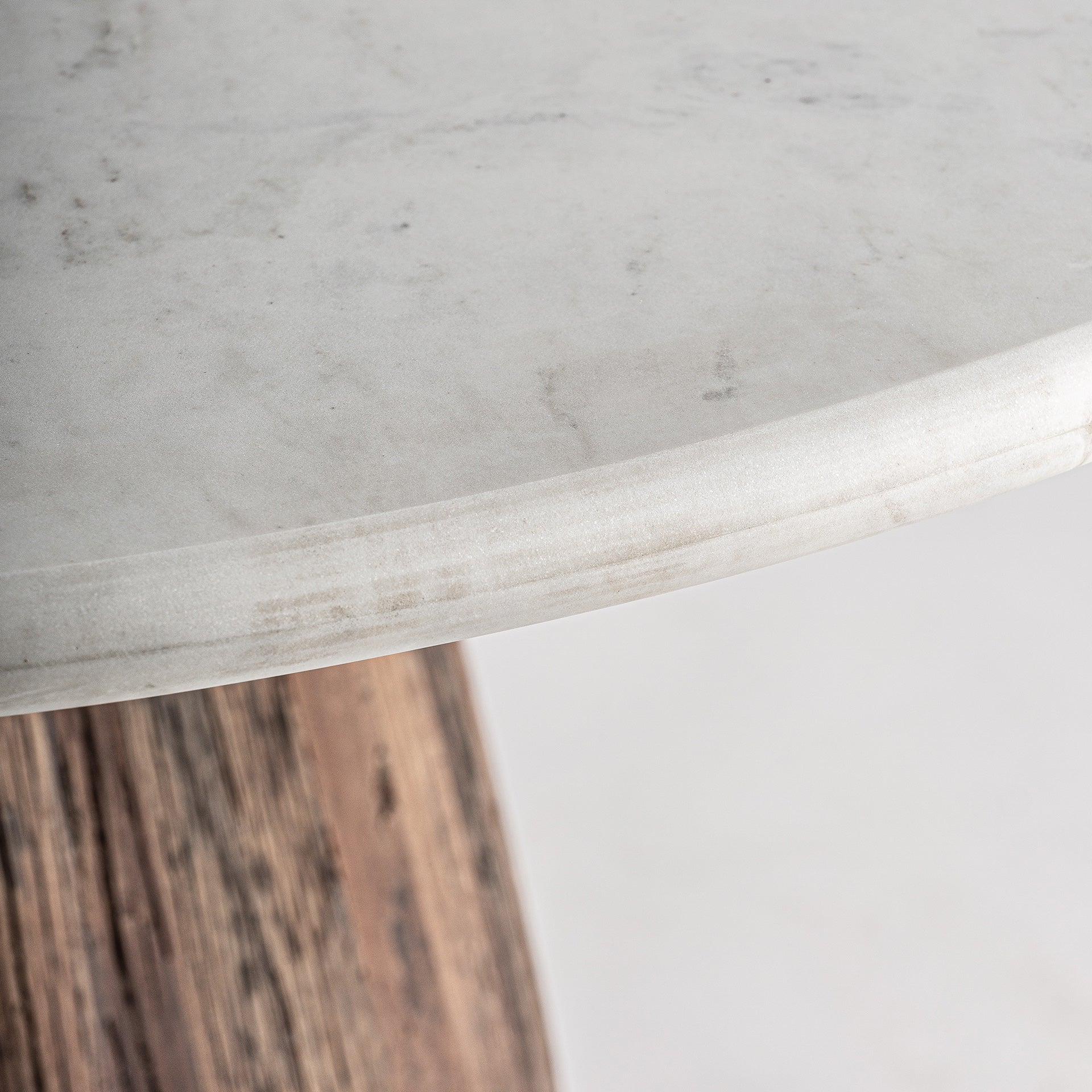 SKORUP Side Table, Recycled Wood with Marble Top