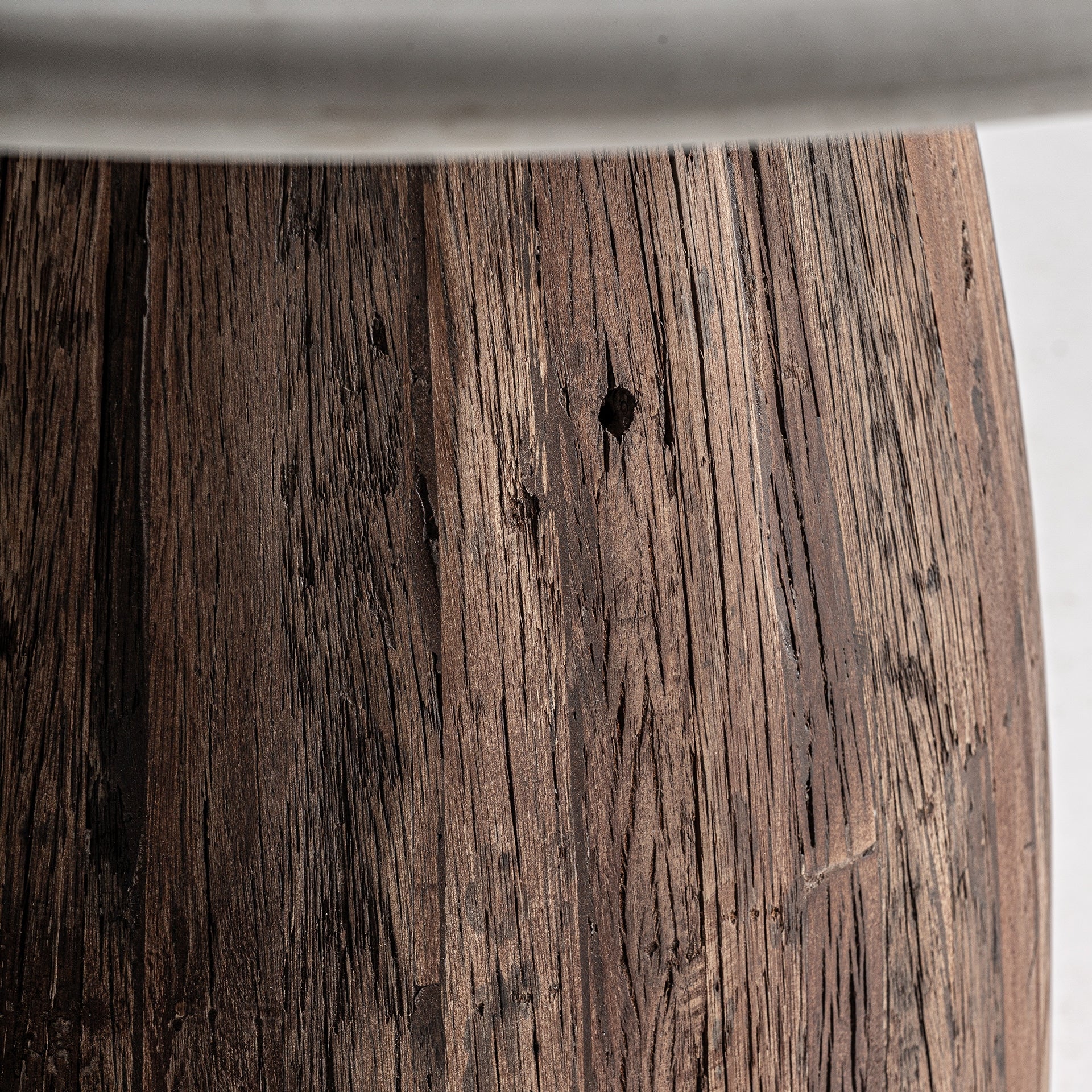 SKORUP Side Table, Recycled Wood with Marble Top