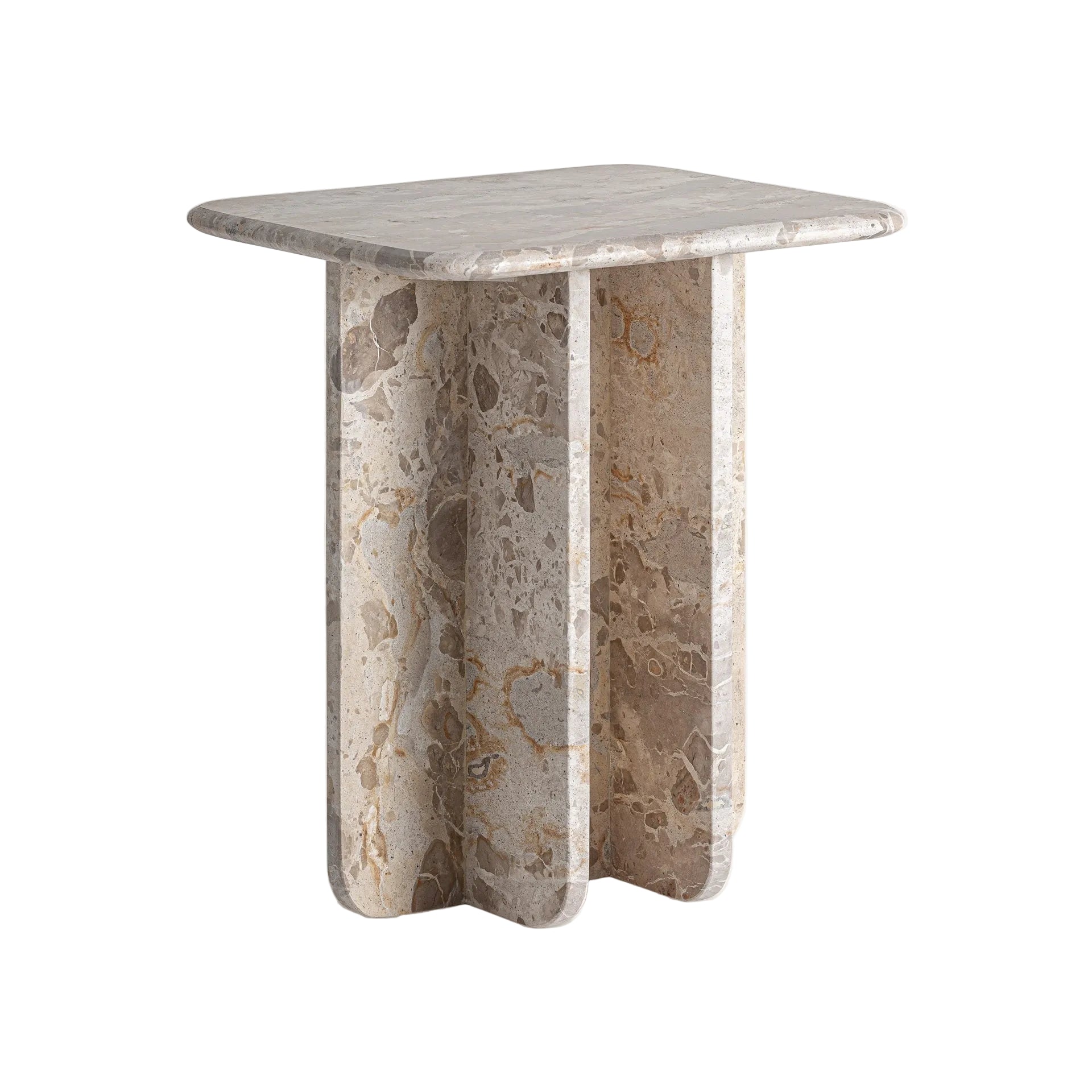 SWALMEN Side Table Beige Marble