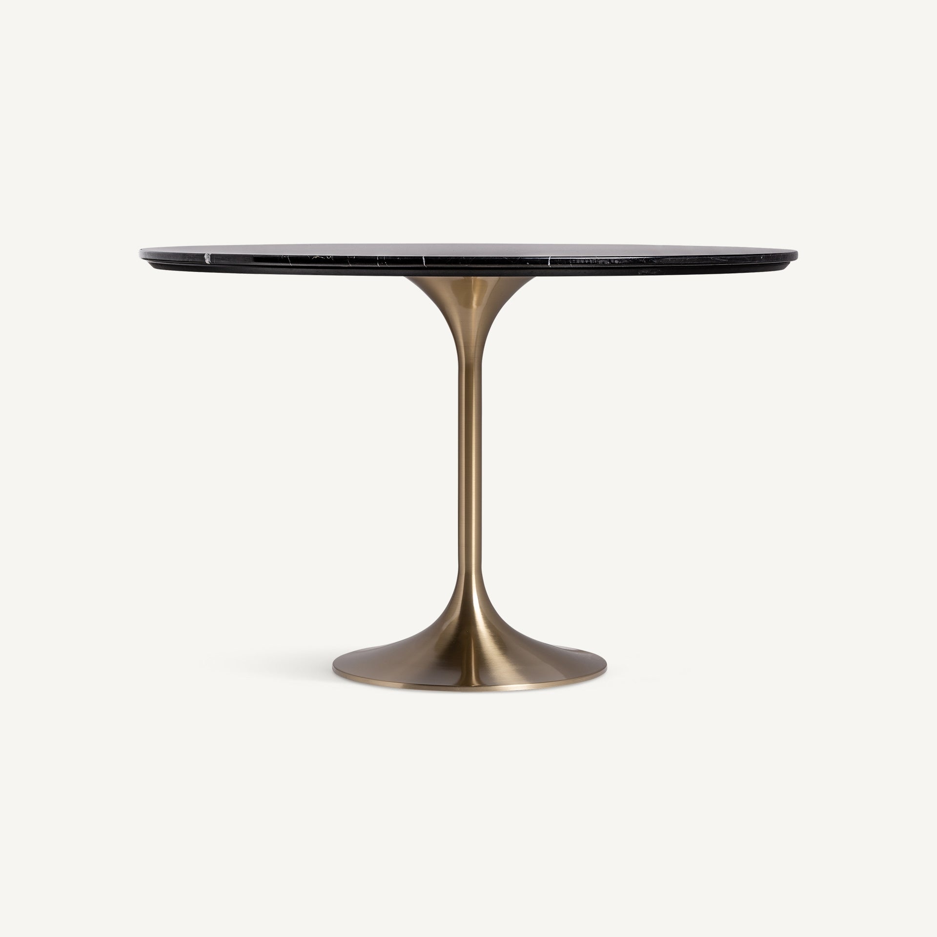 KELHEIM Round Table Black Porcelain Stoneware with Gold Base