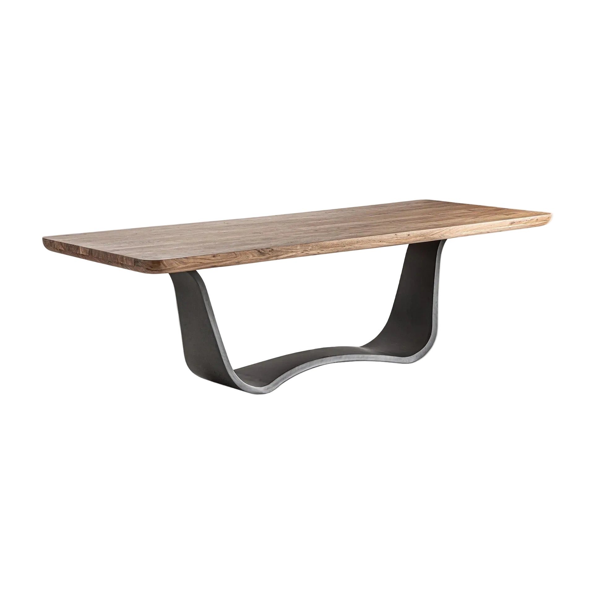 Stůl MULFINGEN akáciové dřevo s černým kovovým podstavcem