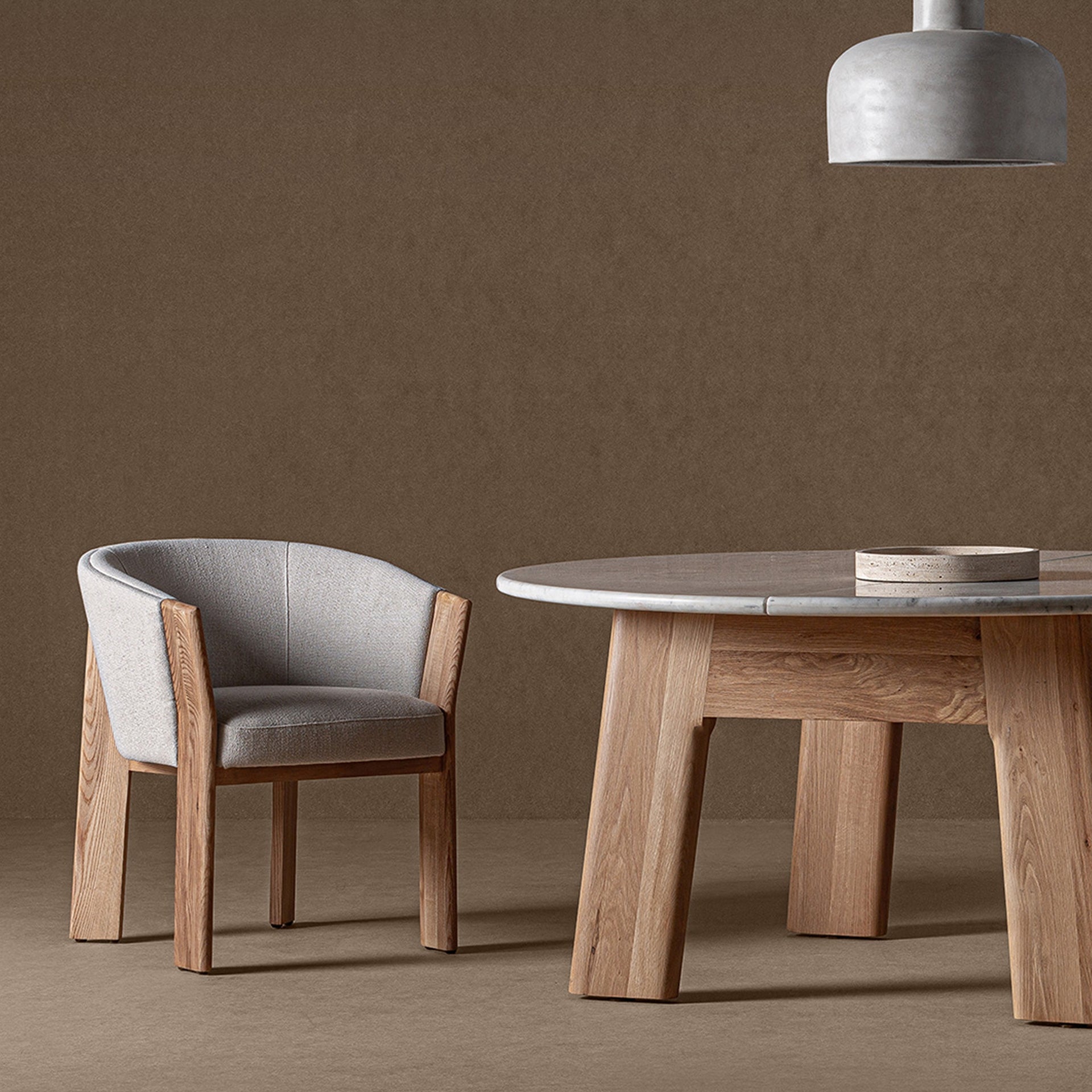 Round Table NARA Oak Wood with Marble Top