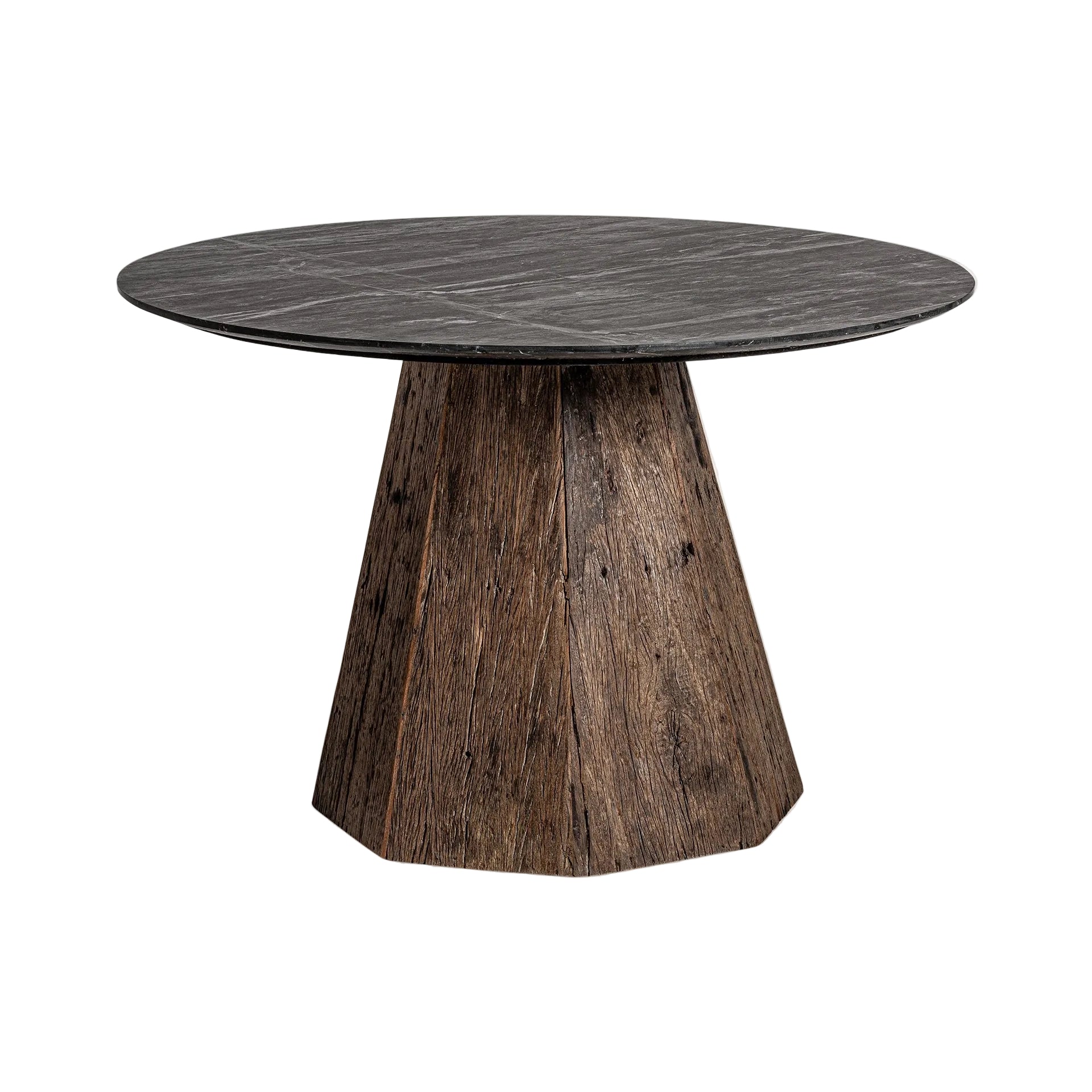 Round Table WALDING Recycled Wood with Marble Top