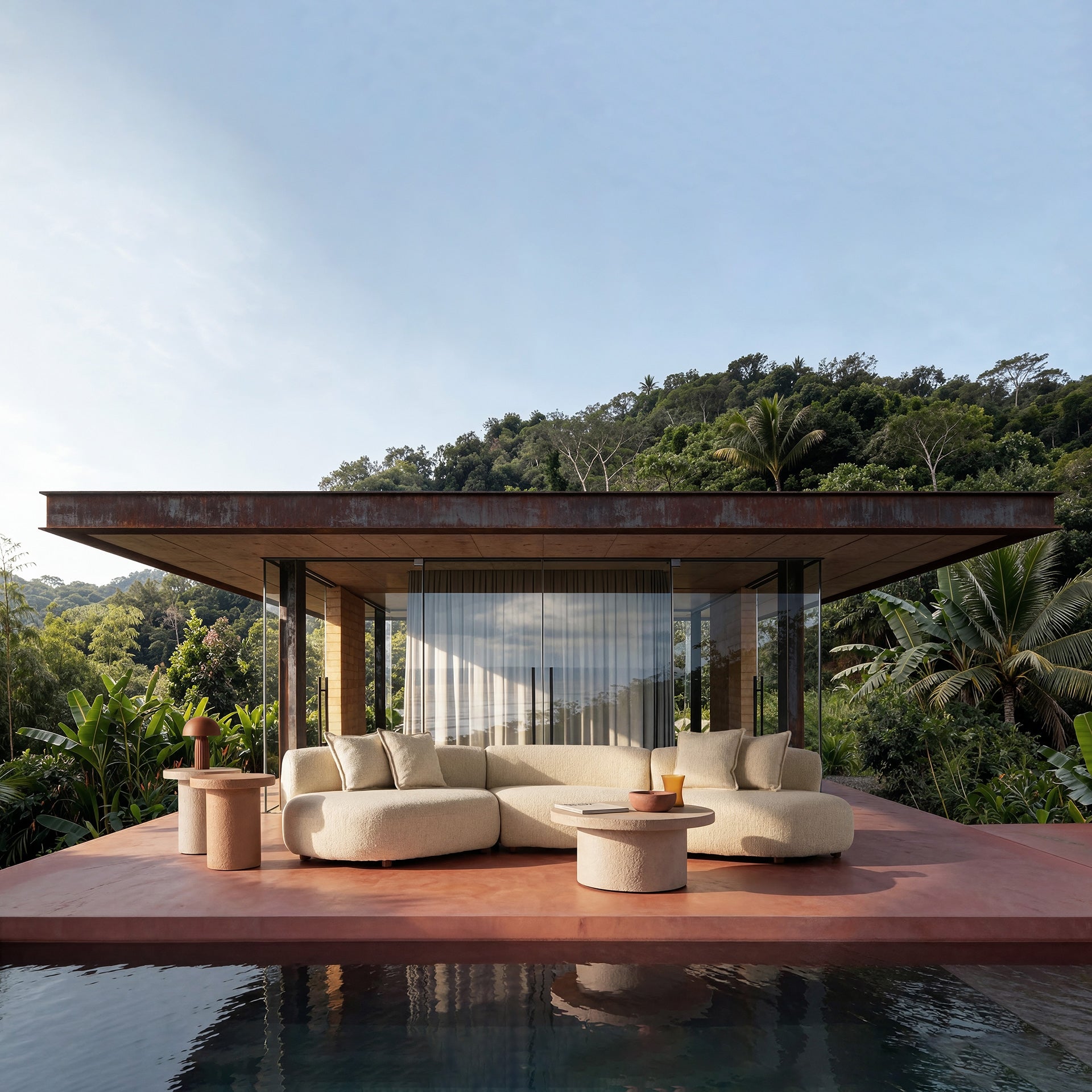 Boční venkovní stolek BANFE zlomená bílá