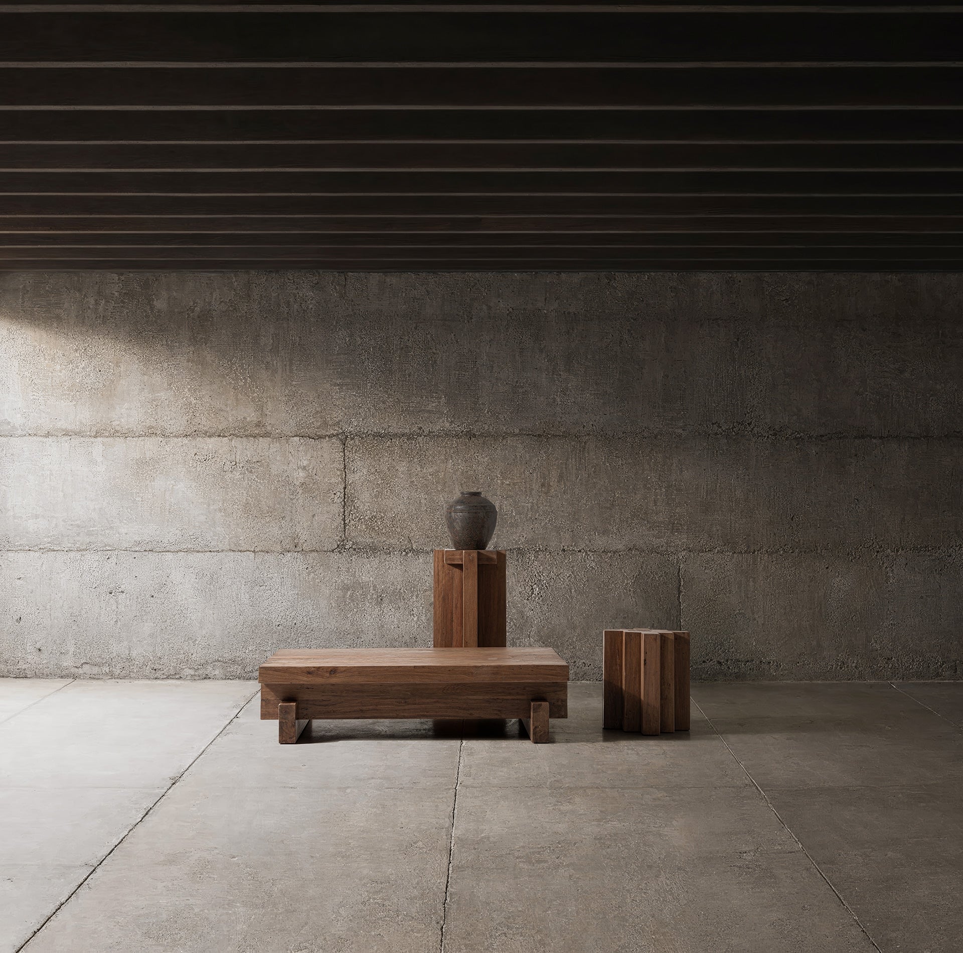 BRUTALIST Coffee Table Recycled Wood