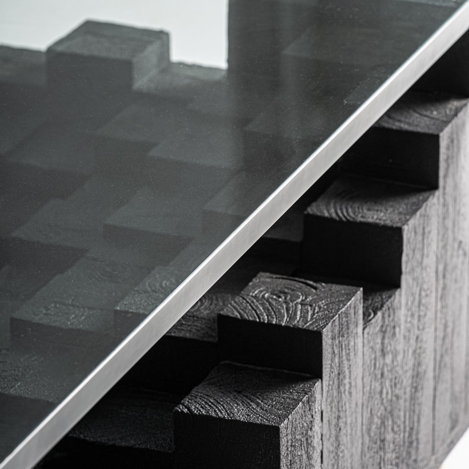 PÈTRIA Coffee Table in Black Mango Wood with Glass Top