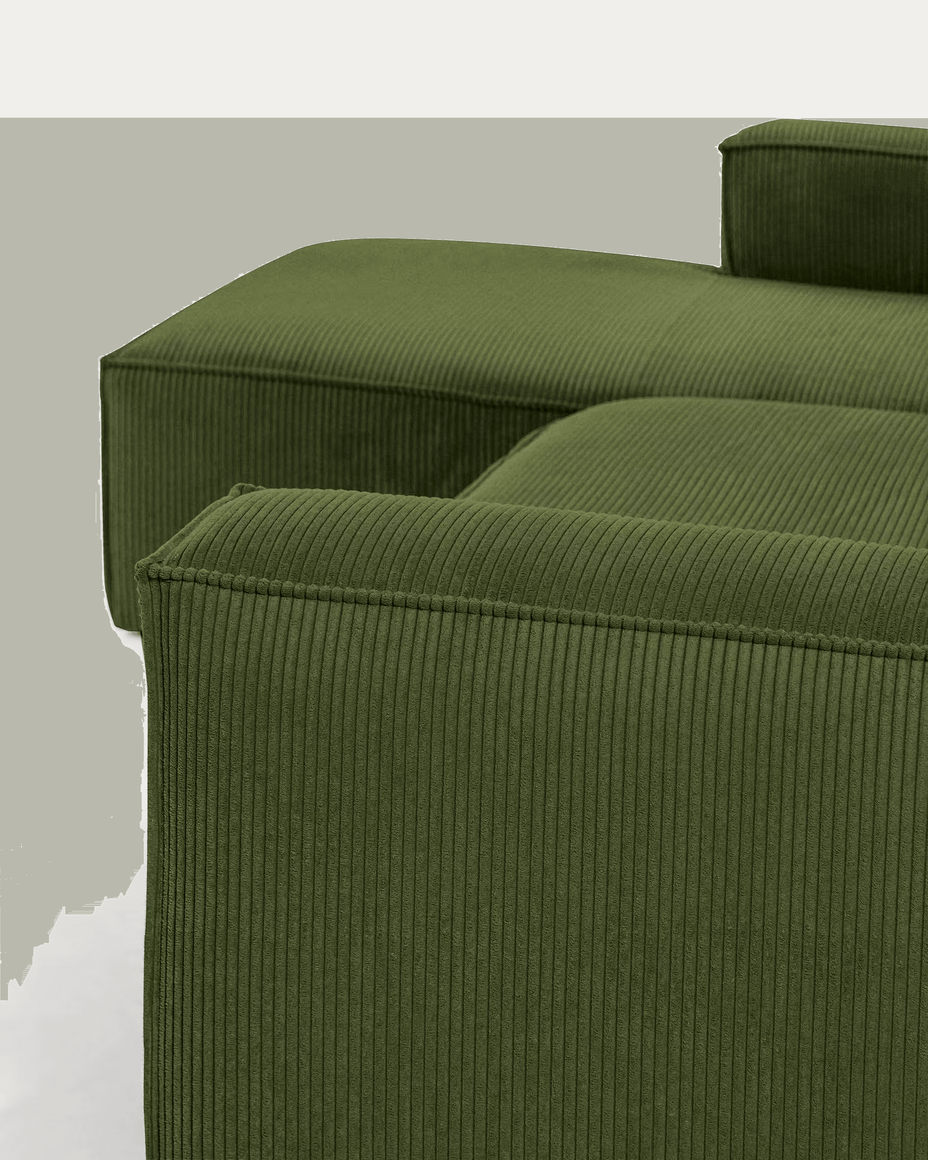 Narożnik 3-osobowy lewostronny BLOK zielony sztruks La Forma Eye on Design