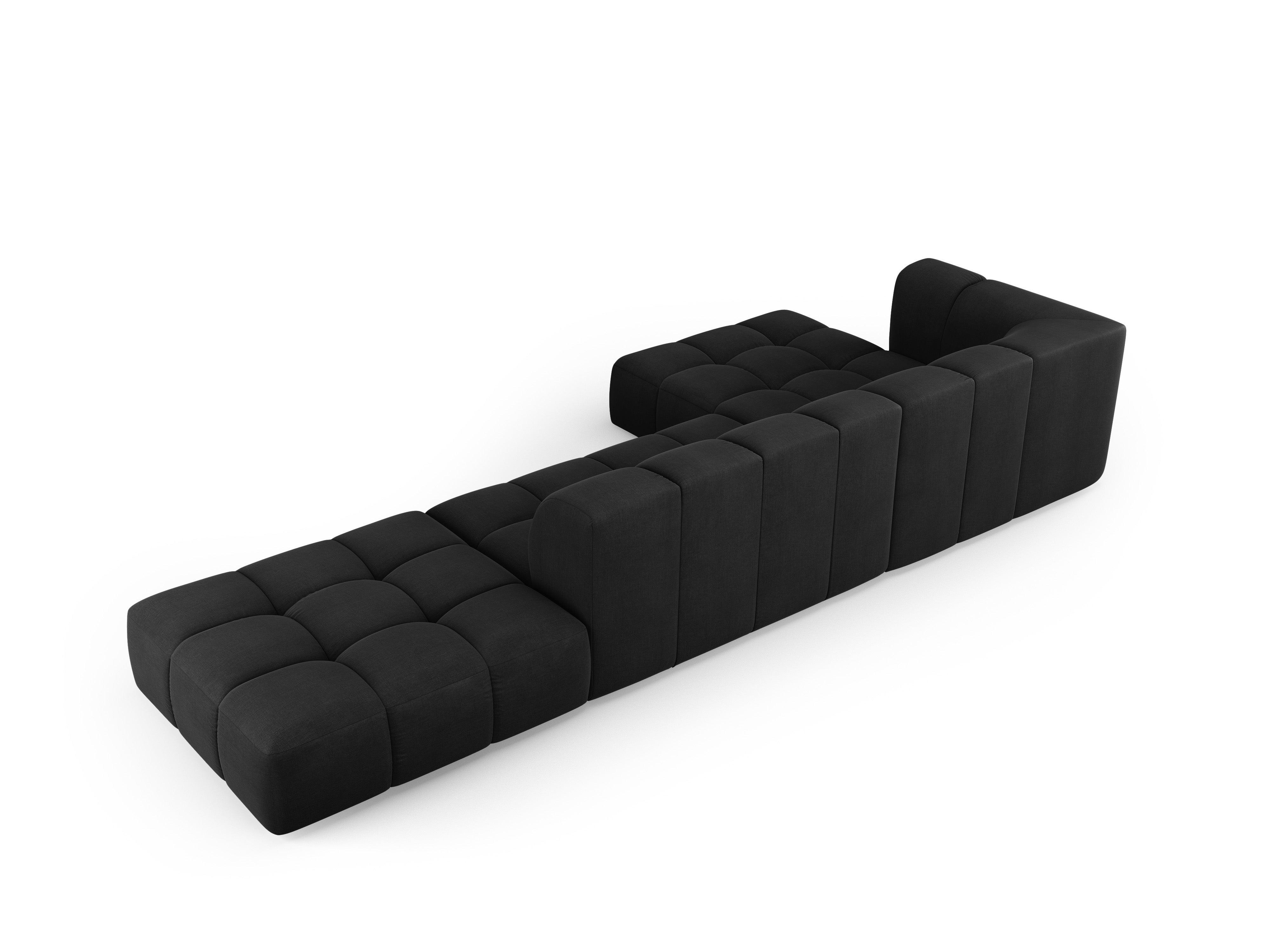 Narożnik 5-osobowy lewostronny otwarty FRANCESCA czarny szenil Milo Casa Eye on Design