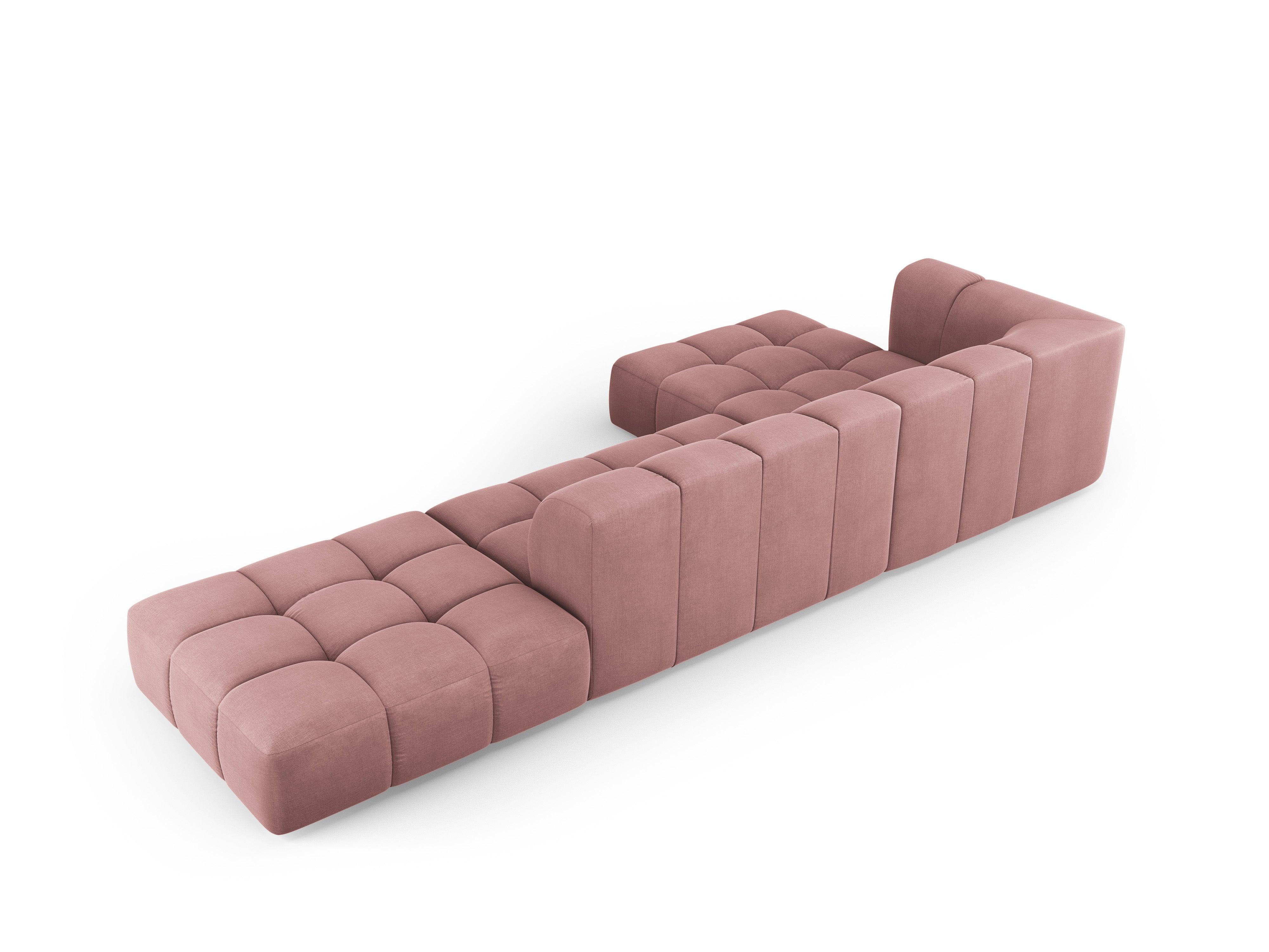 Narożnik 5-osobowy lewostronny otwarty FRANCESCA różowy szenil Milo Casa Eye on Design