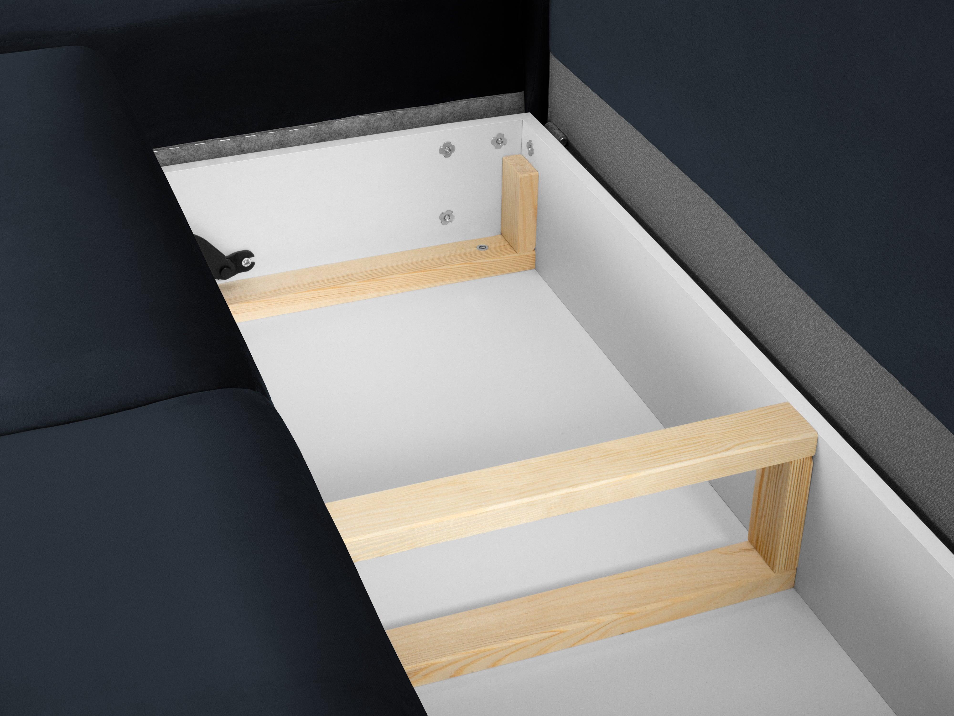 Narożnik 5-osobowy lewostronny z funkcją spania KYOTO ciemnoszary z czarną podstawą Cosmopolitan Design Eye on Design