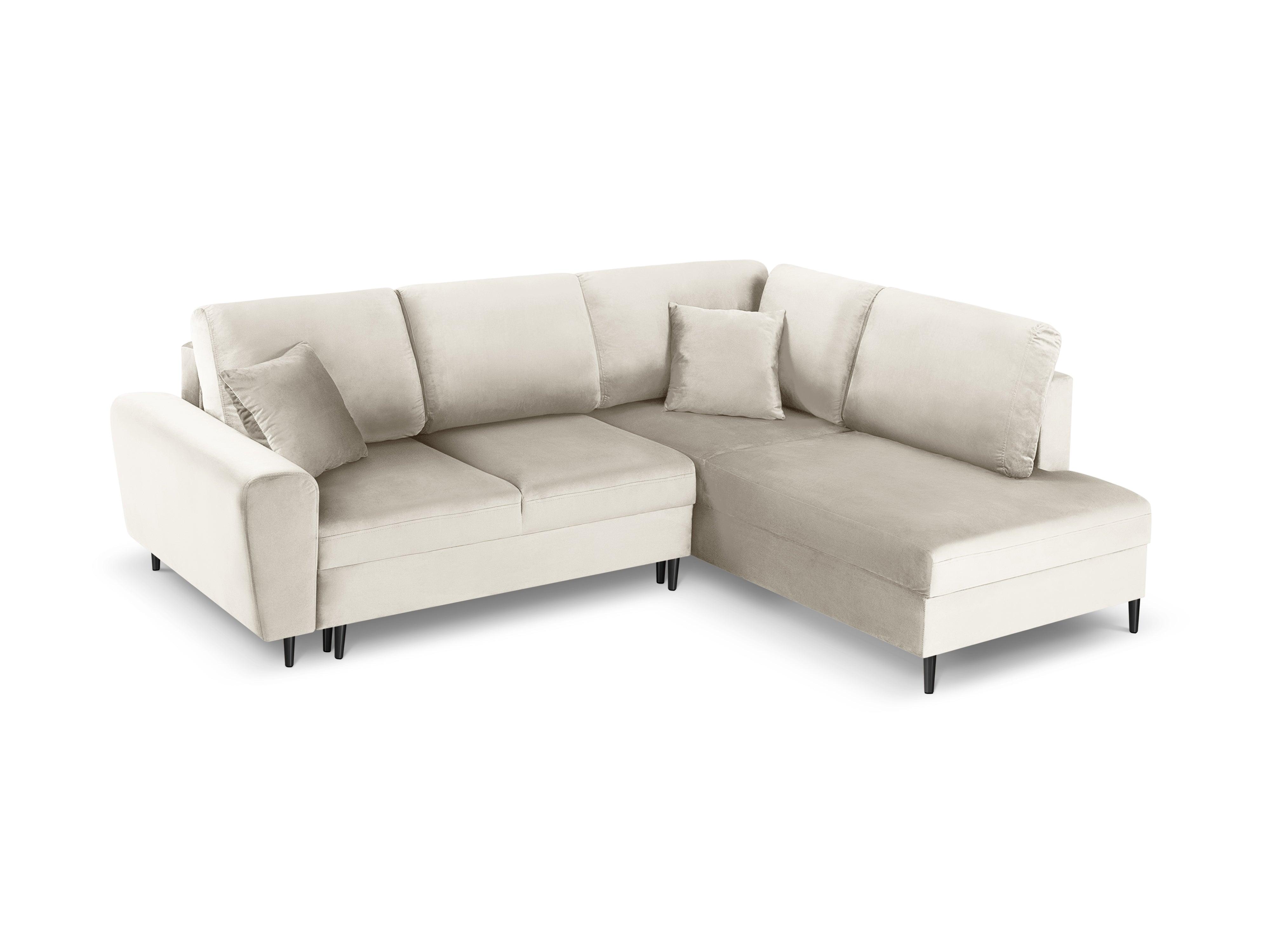 Narożnik 5-osobowy prawostronny z funkcją spania KYOTO beżowy z czarną podstawą Cosmopolitan Design Eye on Design