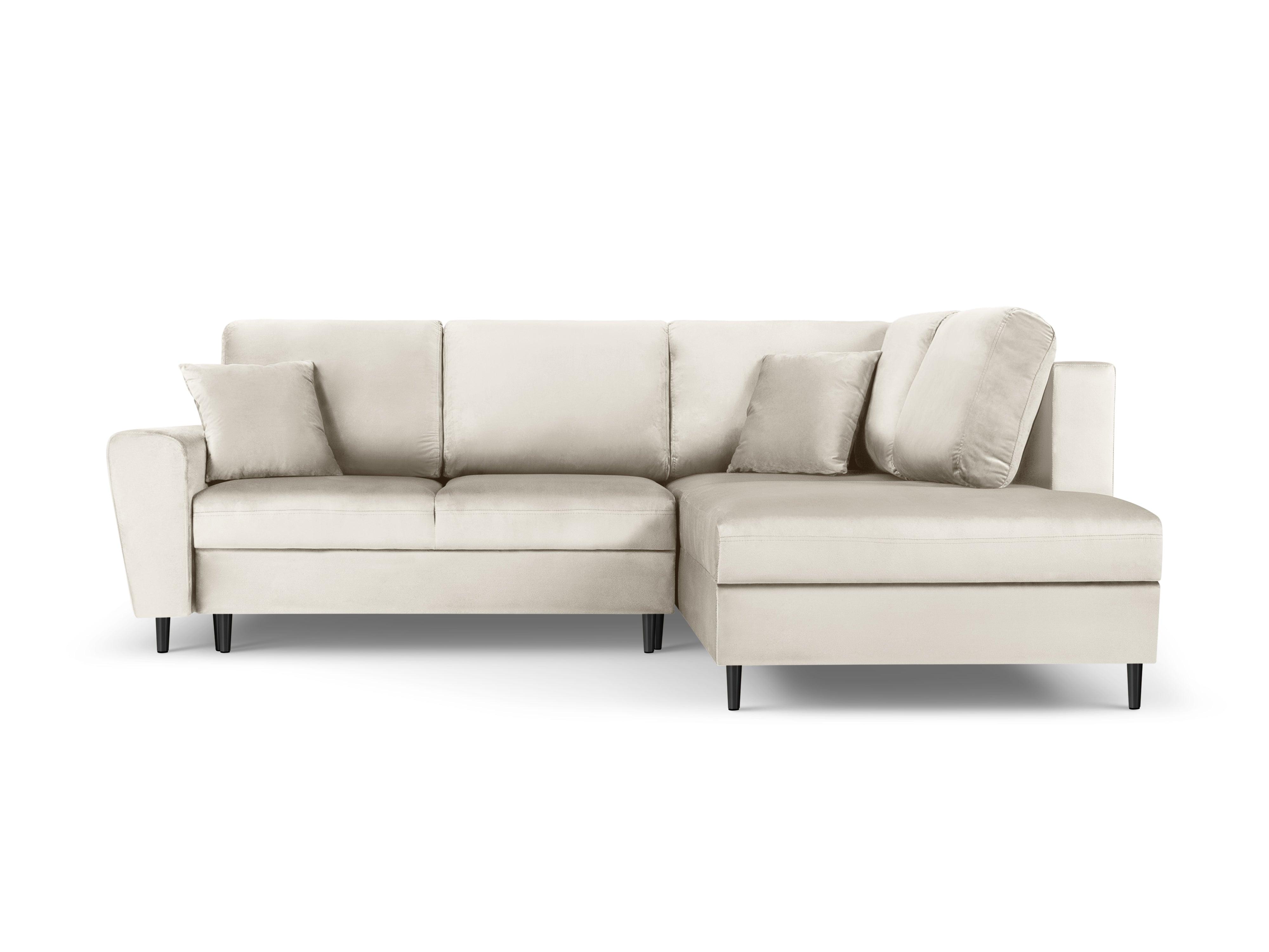 Narożnik 5-osobowy prawostronny z funkcją spania KYOTO beżowy z czarną podstawą Cosmopolitan Design Eye on Design