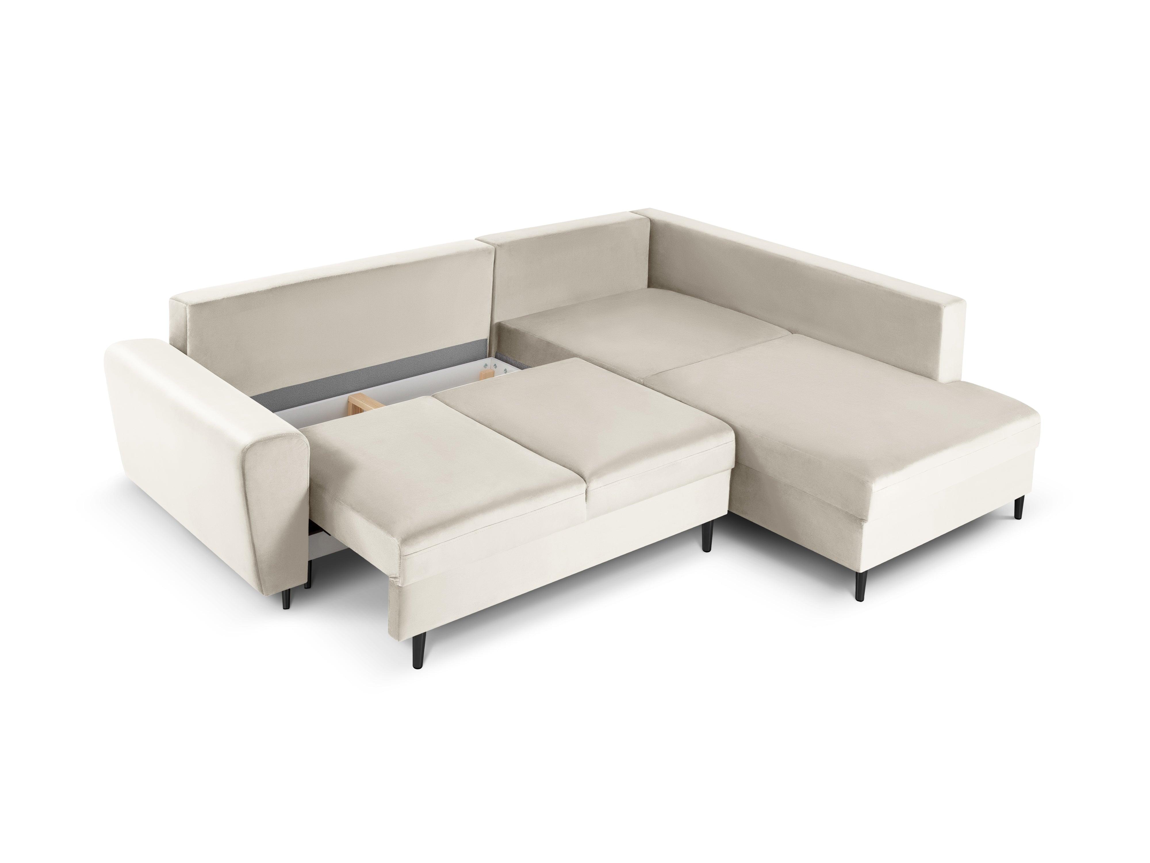 Narożnik 5-osobowy prawostronny z funkcją spania KYOTO beżowy z czarną podstawą Cosmopolitan Design Eye on Design