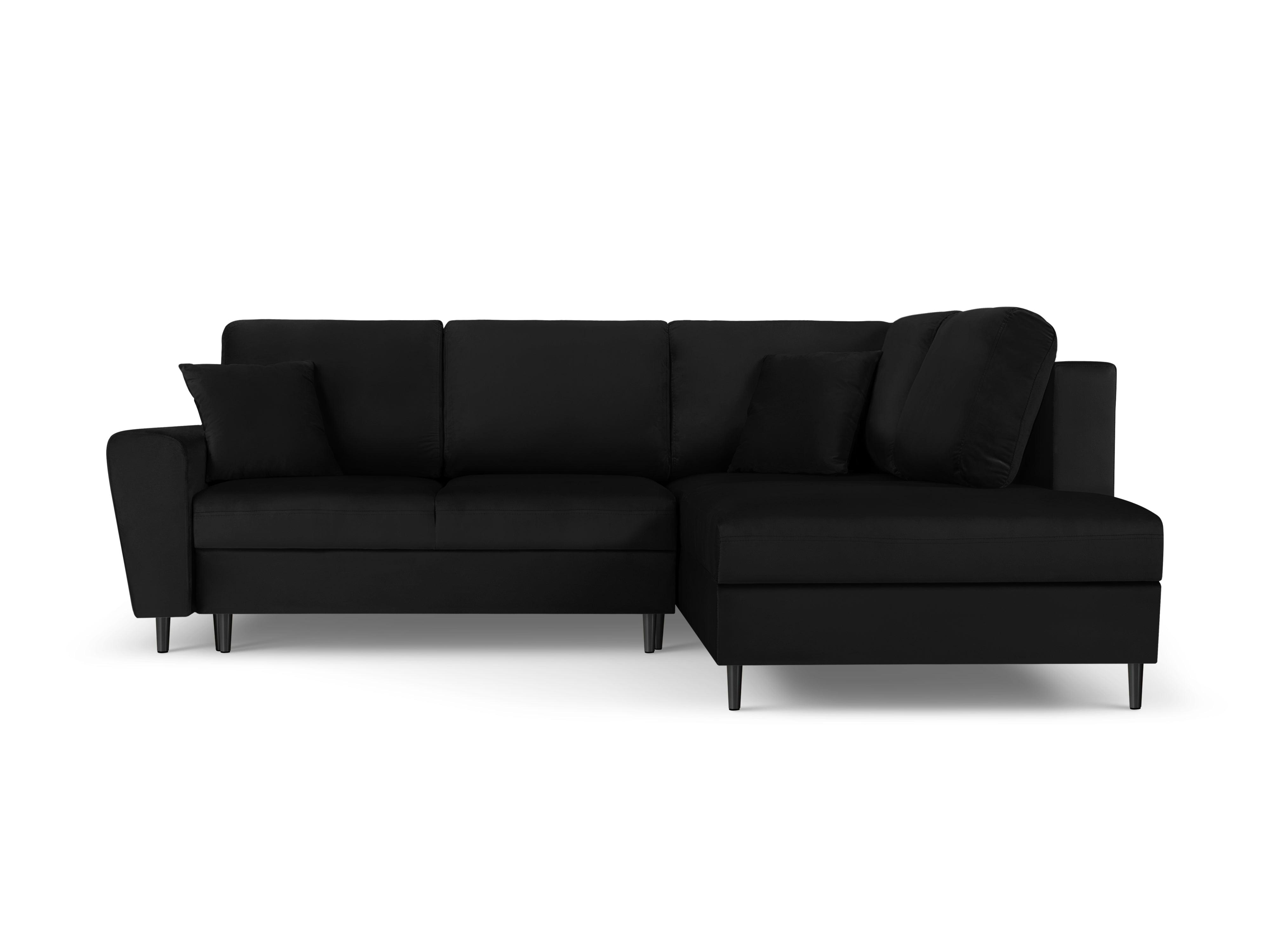 Narożnik 5-osobowy prawostronny z funkcją spania KYOTO czarny z czarną podstawą Cosmopolitan Design Eye on Design