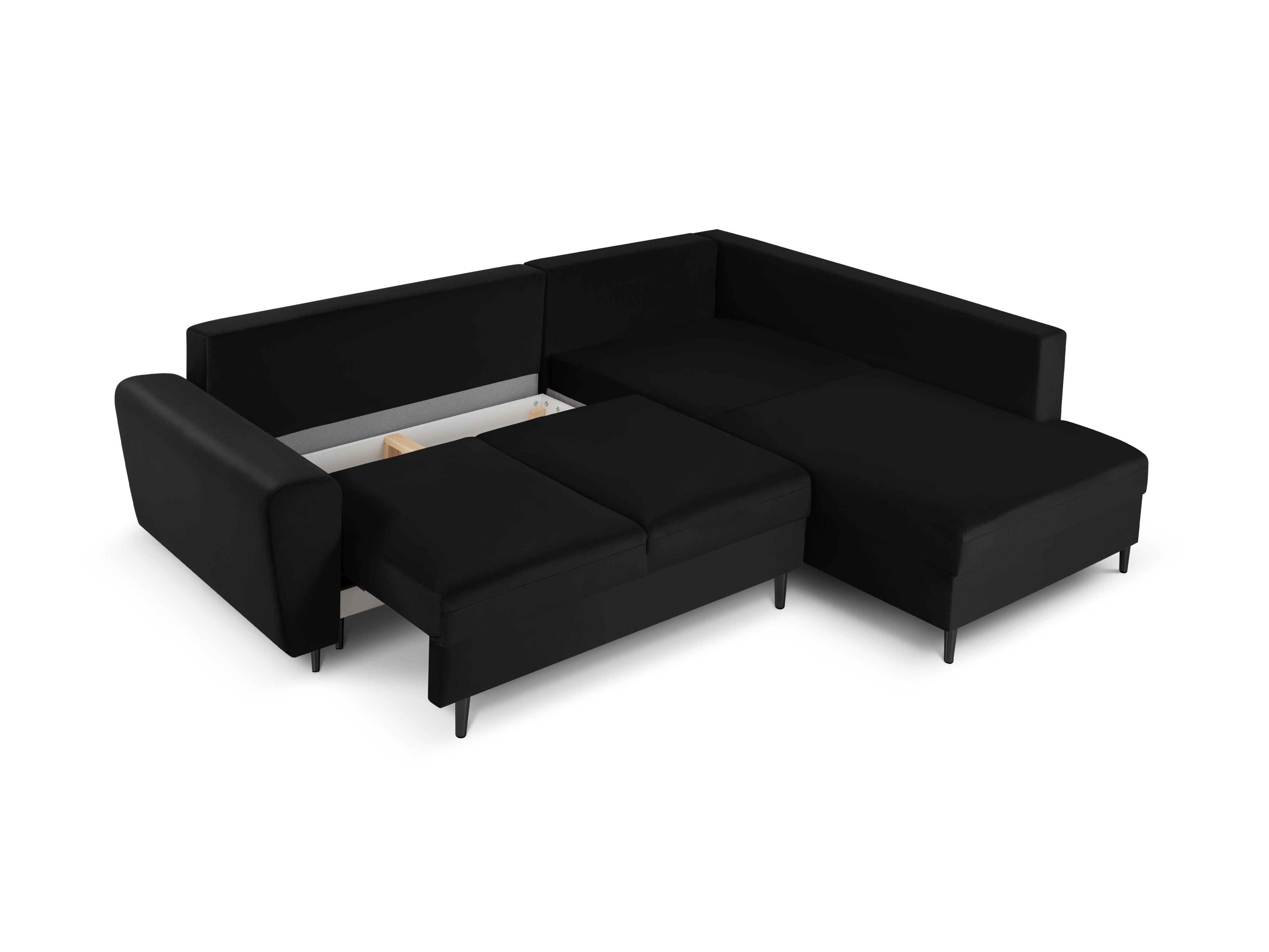 Narożnik 5-osobowy prawostronny z funkcją spania KYOTO czarny z czarną podstawą Cosmopolitan Design Eye on Design