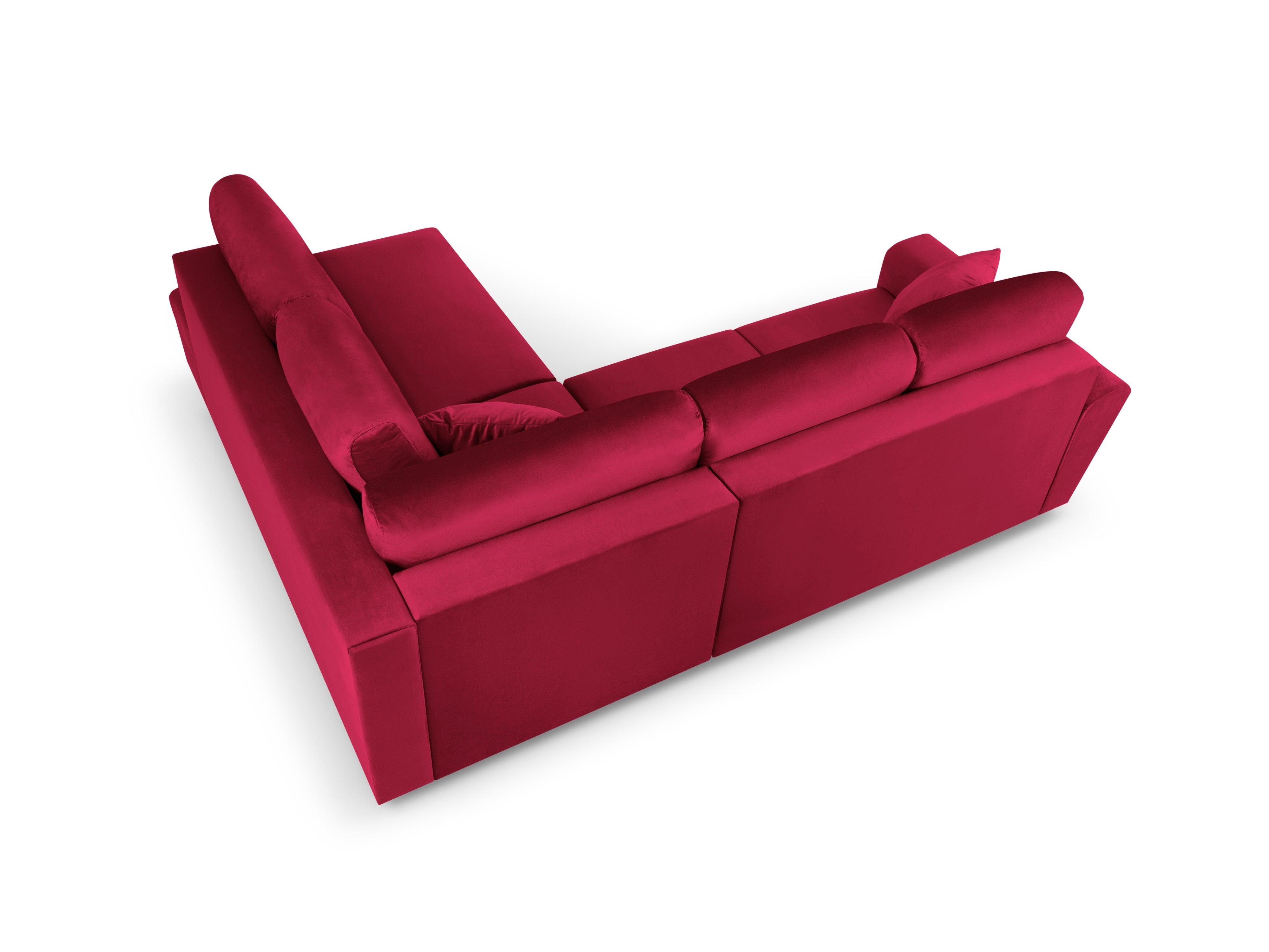 Narożnik 5-osobowy prawostronny z funkcją spania KYOTO czerwony ze złotą podstawą Cosmopolitan Design Eye on Design