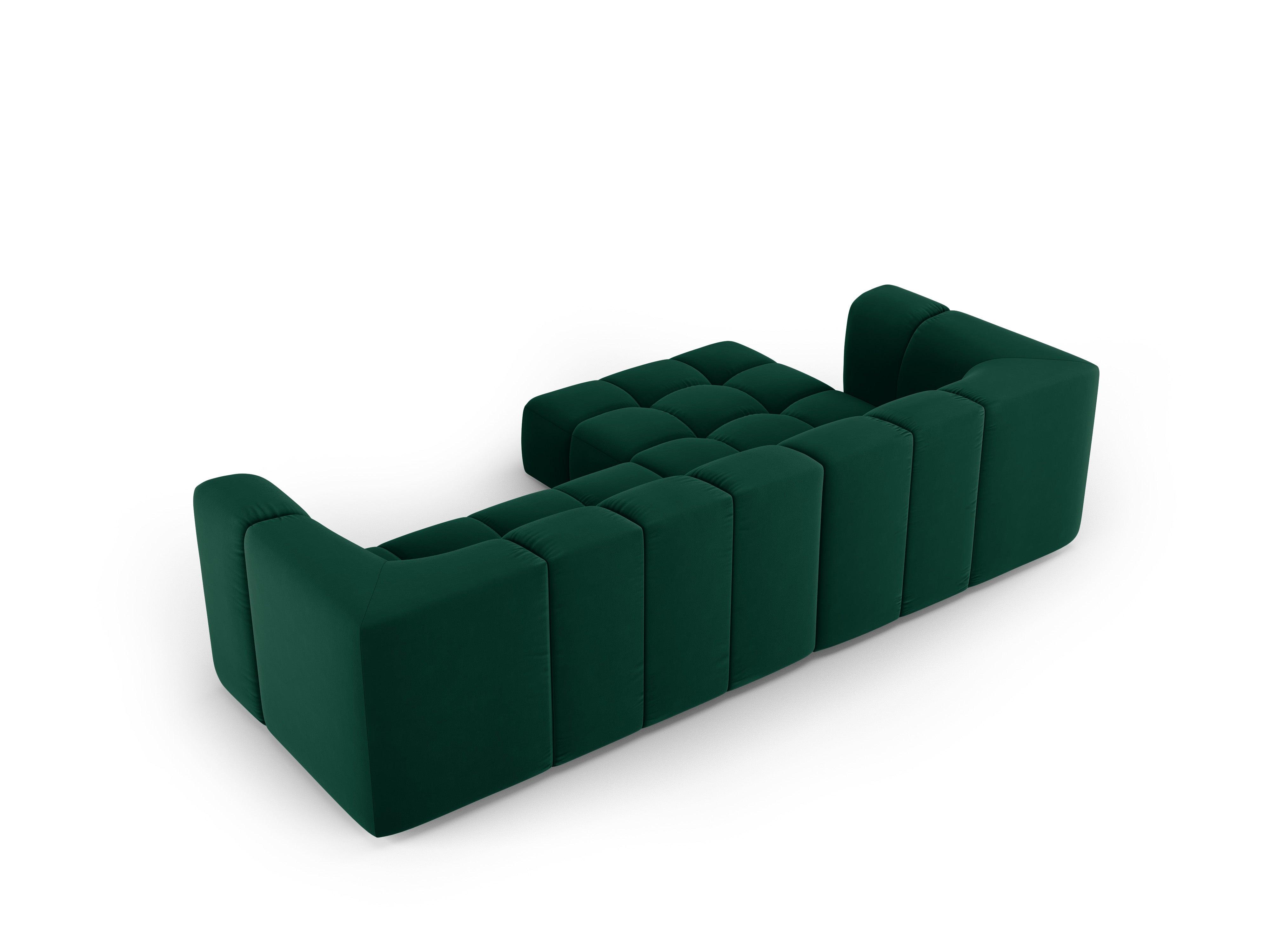 Narożnik aksamitny 3-osobowy lewostronny FRANCESCA butelkowa zieleń Milo Casa Eye on Design