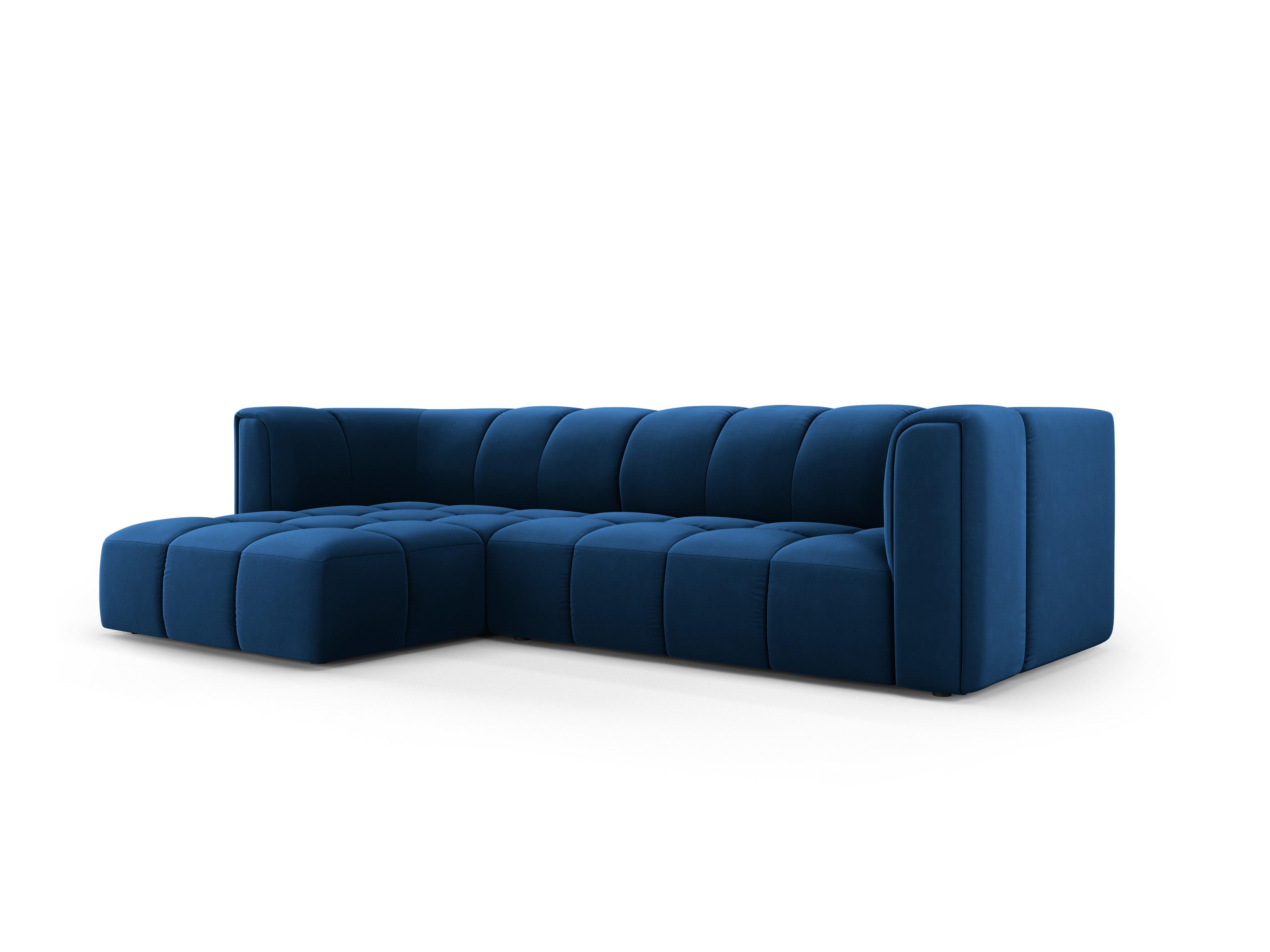 Narożnik aksamitny 3-osobowy lewostronny FRANCESCA granat królewski Milo Casa Eye on Design