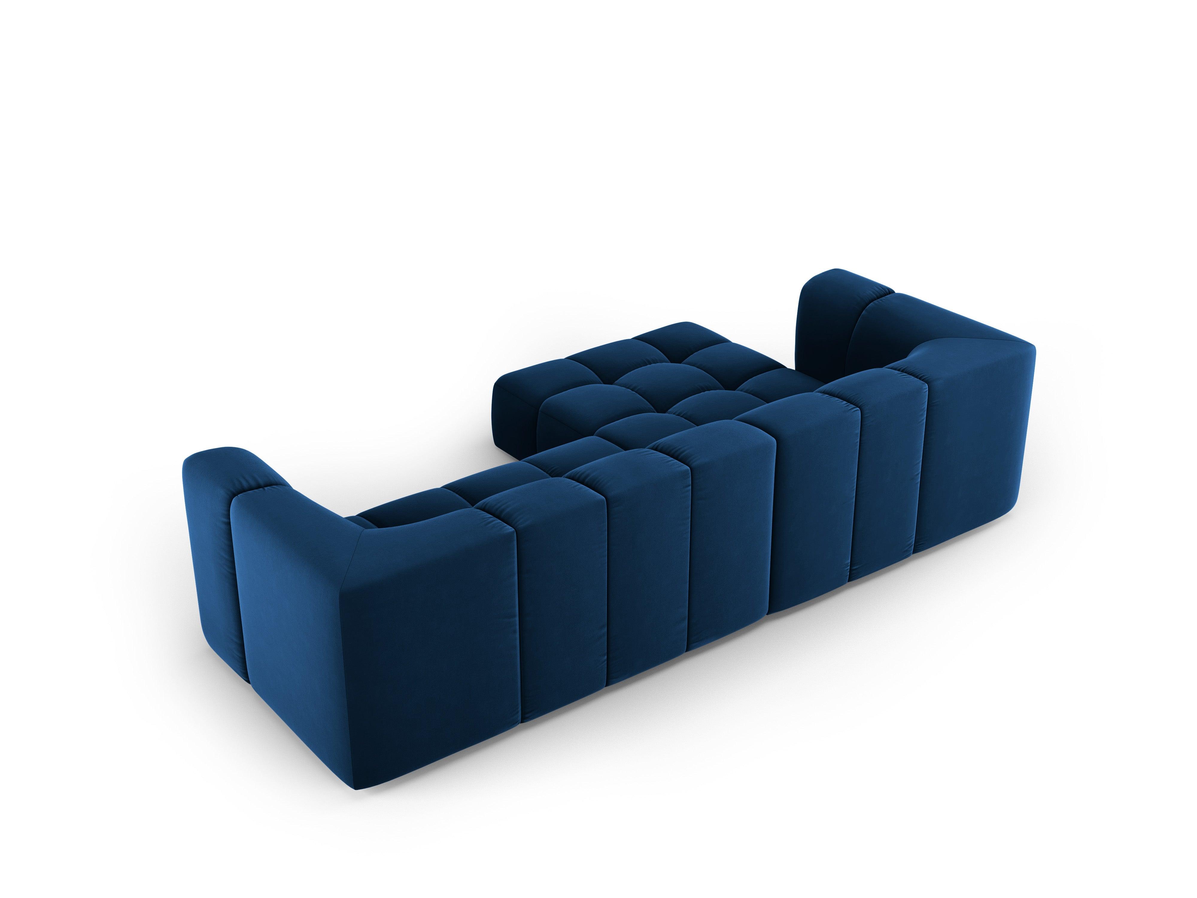 Narożnik aksamitny 3-osobowy lewostronny FRANCESCA granat królewski Milo Casa Eye on Design