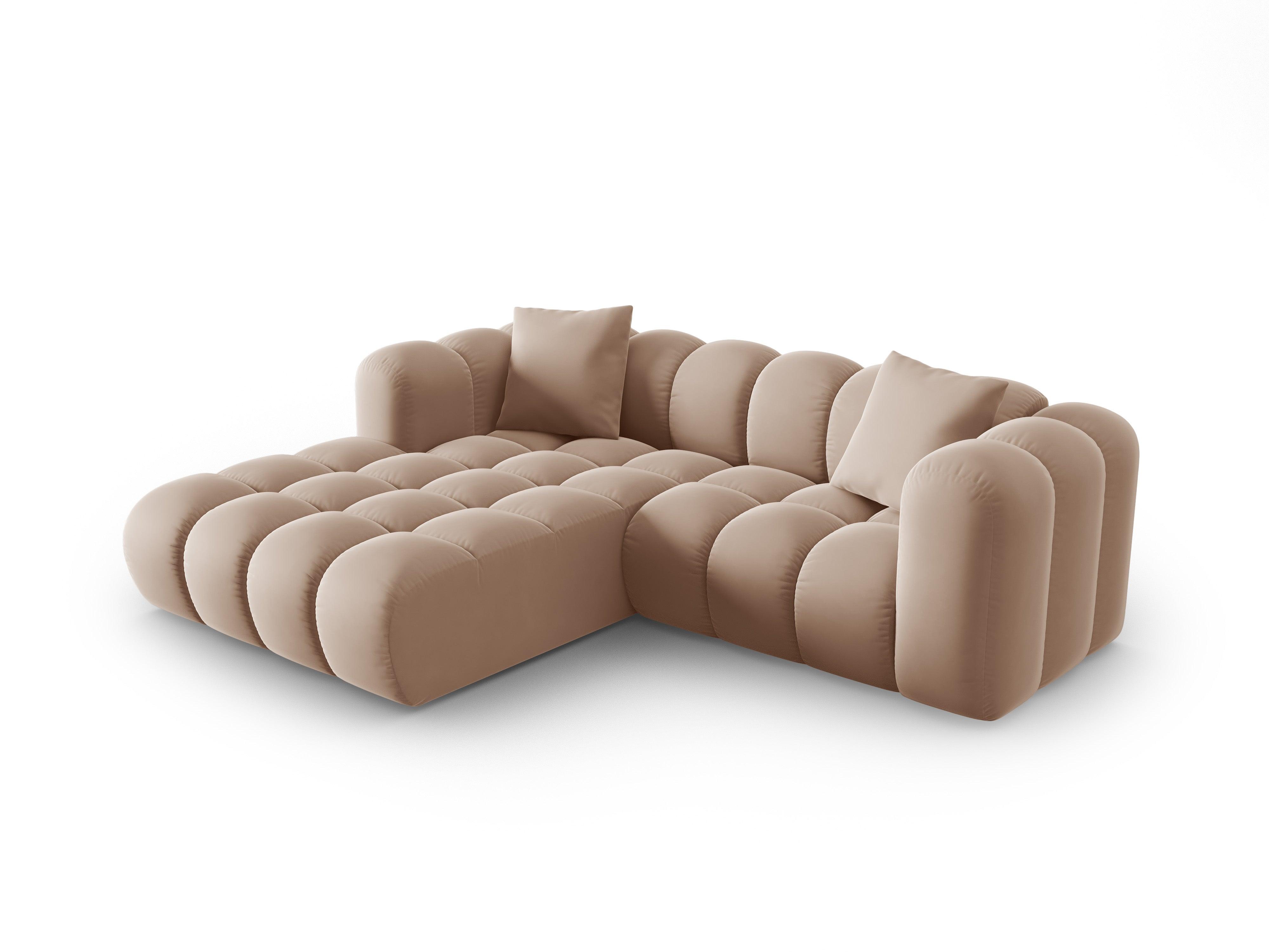 Narożnik aksamitny 3-osobowy lewostronny HALLEY beżowy Windsor & Co Eye on Design