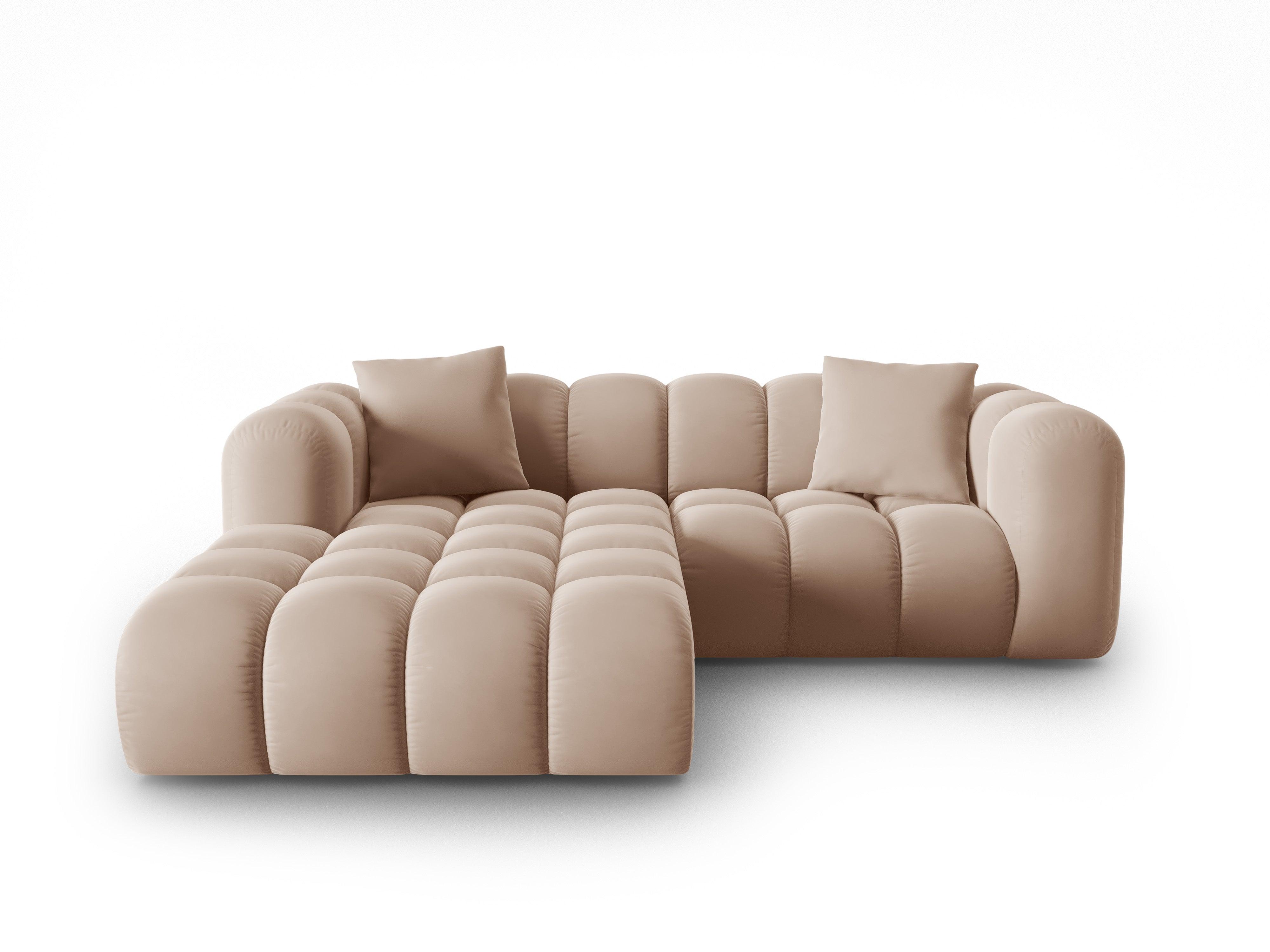 Narożnik aksamitny 3-osobowy lewostronny HALLEY beżowy Windsor & Co Eye on Design