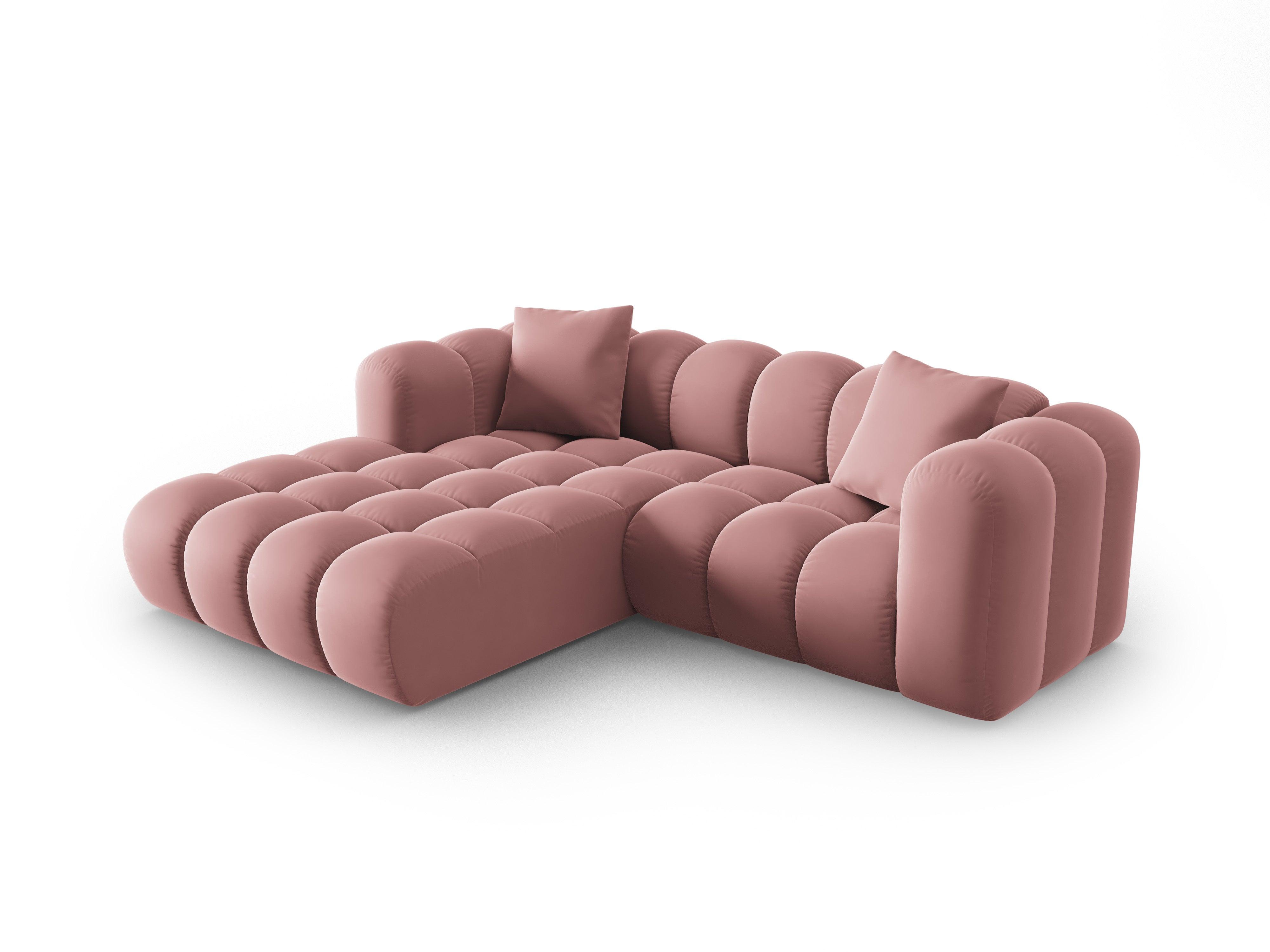 Narożnik aksamitny 3-osobowy lewostronny HALLEY różowy Windsor & Co Eye on Design