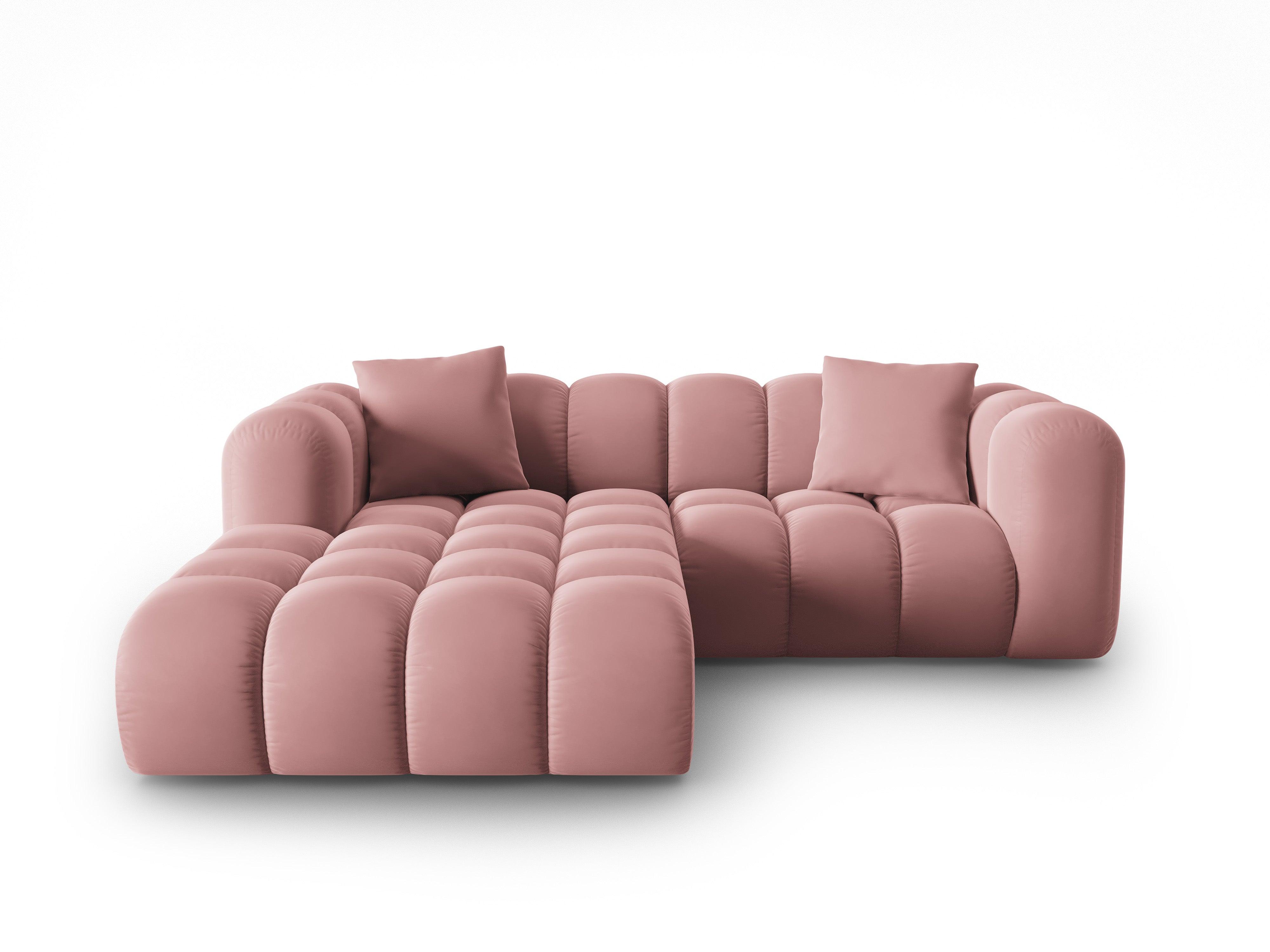 Narożnik aksamitny 3-osobowy lewostronny HALLEY różowy Windsor & Co Eye on Design