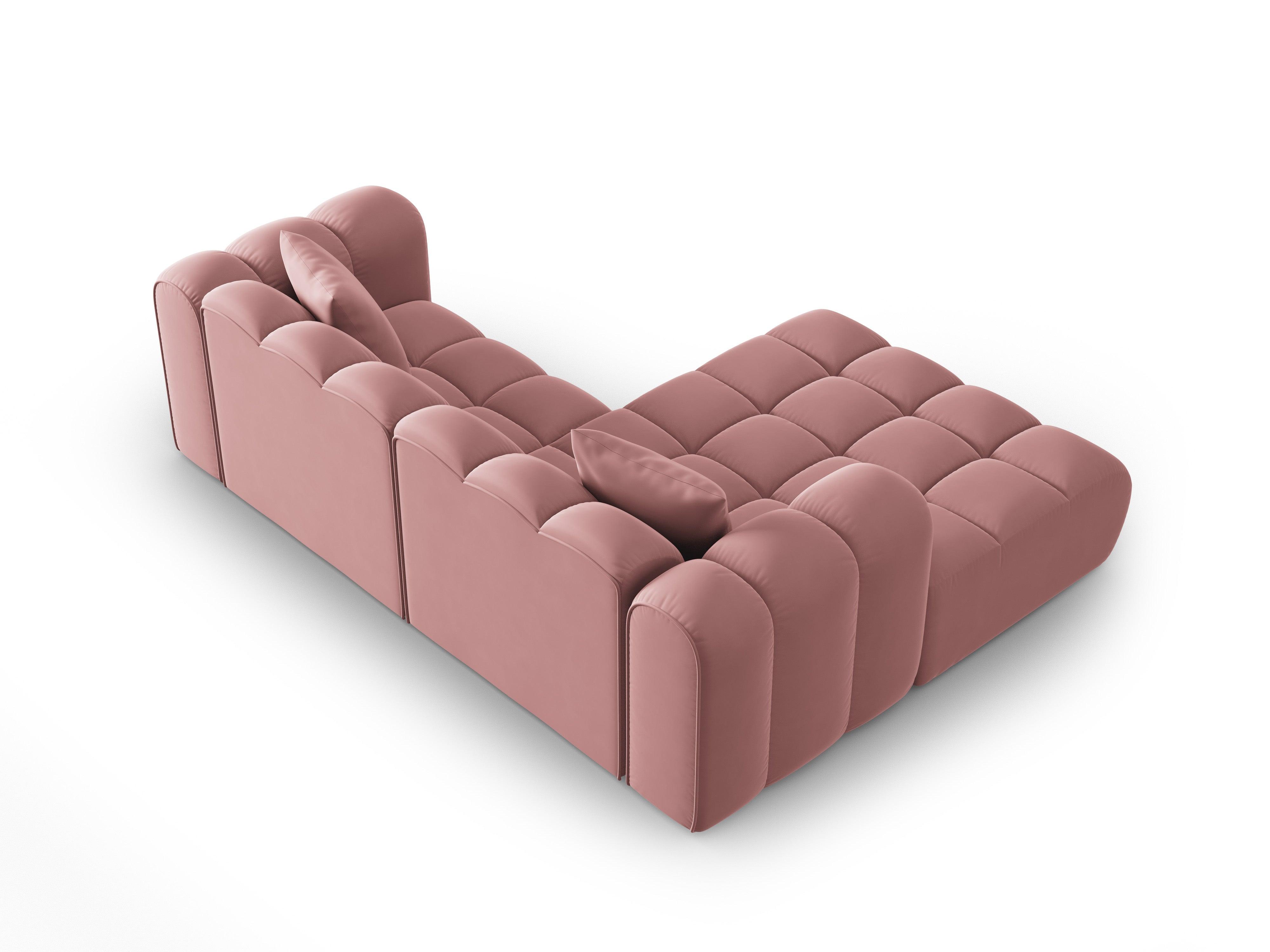 Narożnik aksamitny 3-osobowy lewostronny HALLEY różowy Windsor & Co Eye on Design