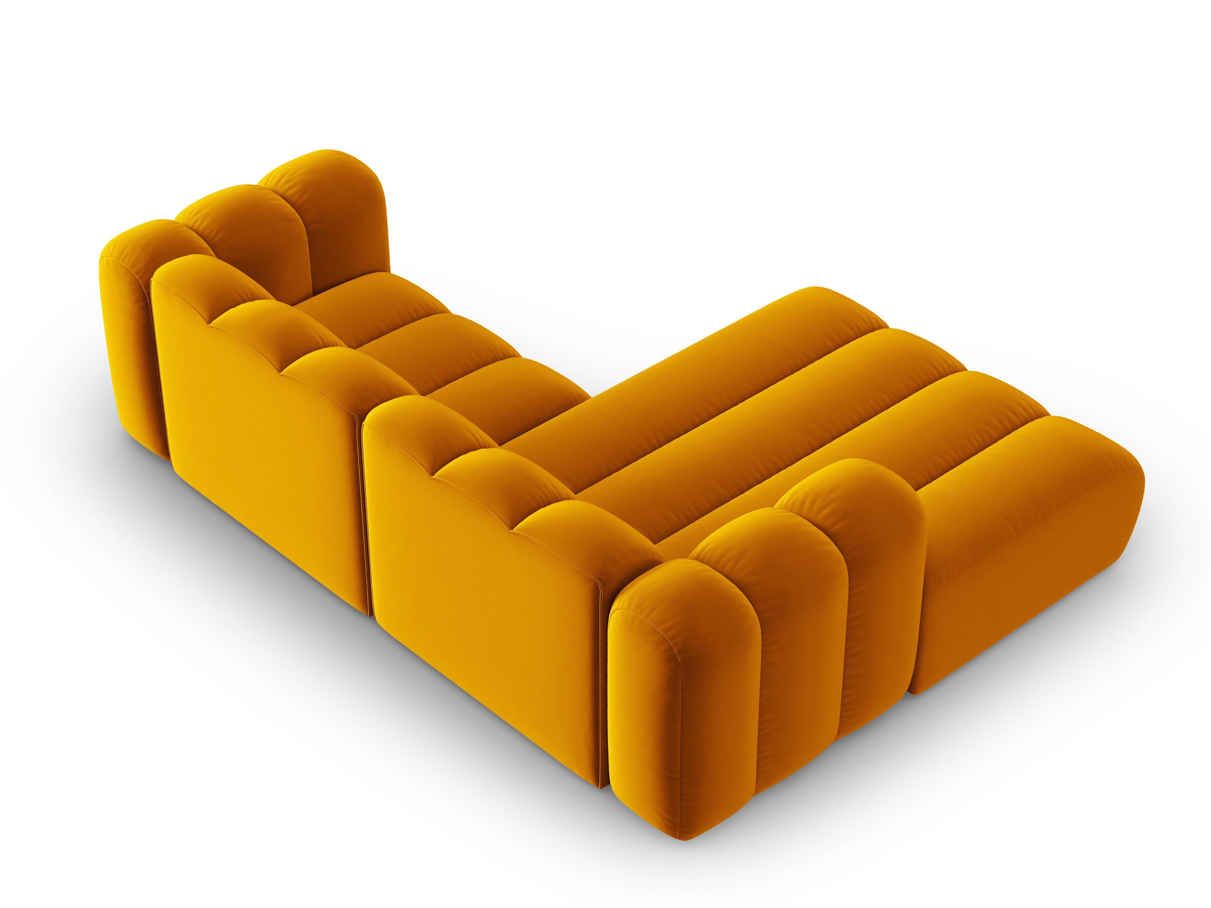 Narożnik aksamitny 3-osobowy lewostronny SKYLER musztardowy Interieurs 86 Eye on Design