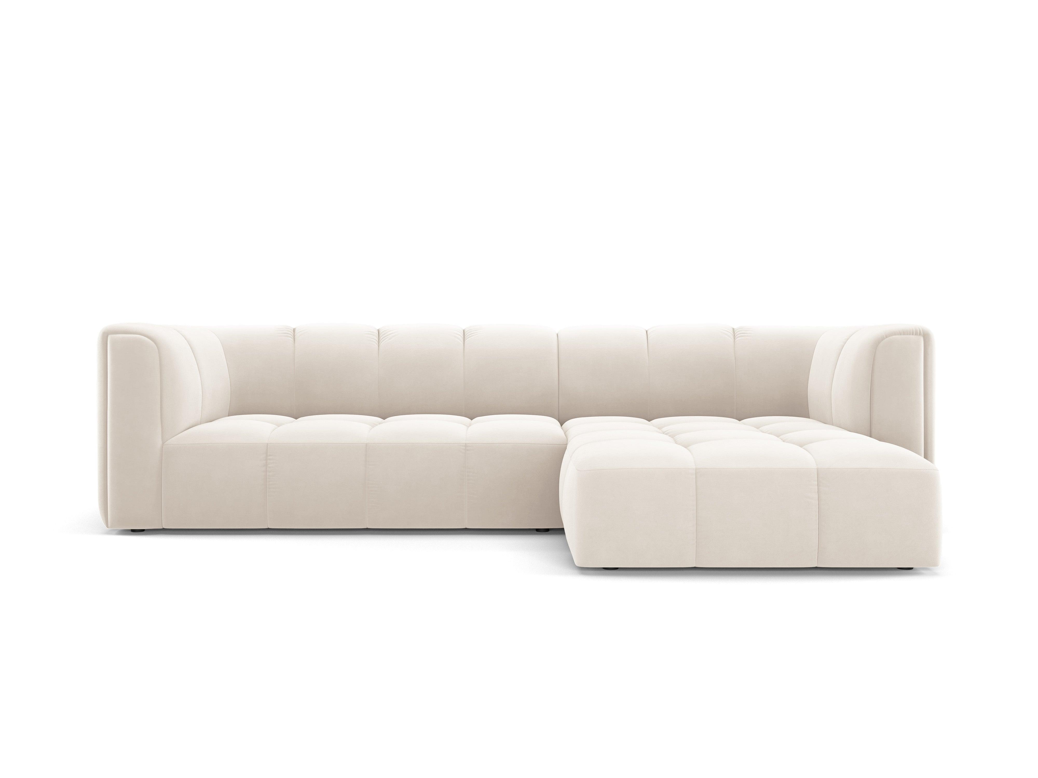 Narożnik aksamitny 3-osobowy prawostronny FRANCESCA jasnobeżowy Milo Casa Eye on Design