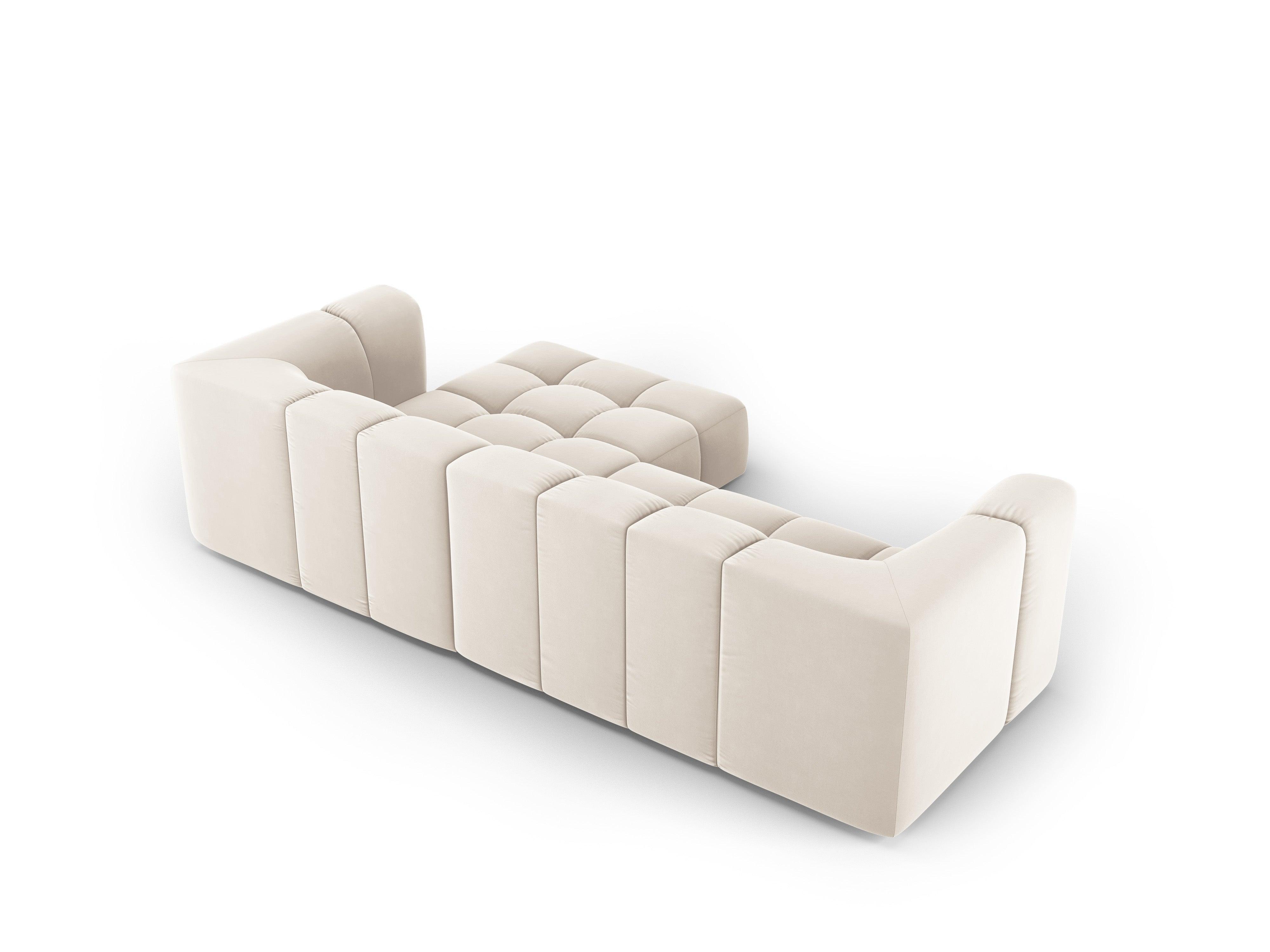 Narożnik aksamitny 3-osobowy prawostronny FRANCESCA jasnobeżowy Milo Casa Eye on Design