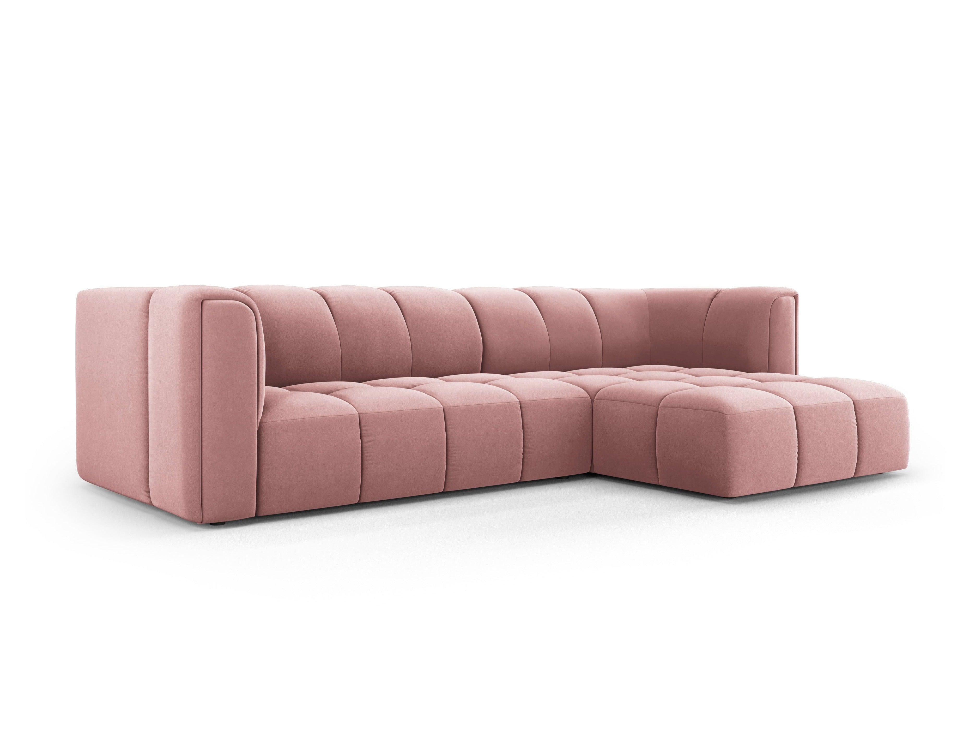 Narożnik aksamitny 3-osobowy prawostronny FRANCESCA różowy Milo Casa Eye on Design
