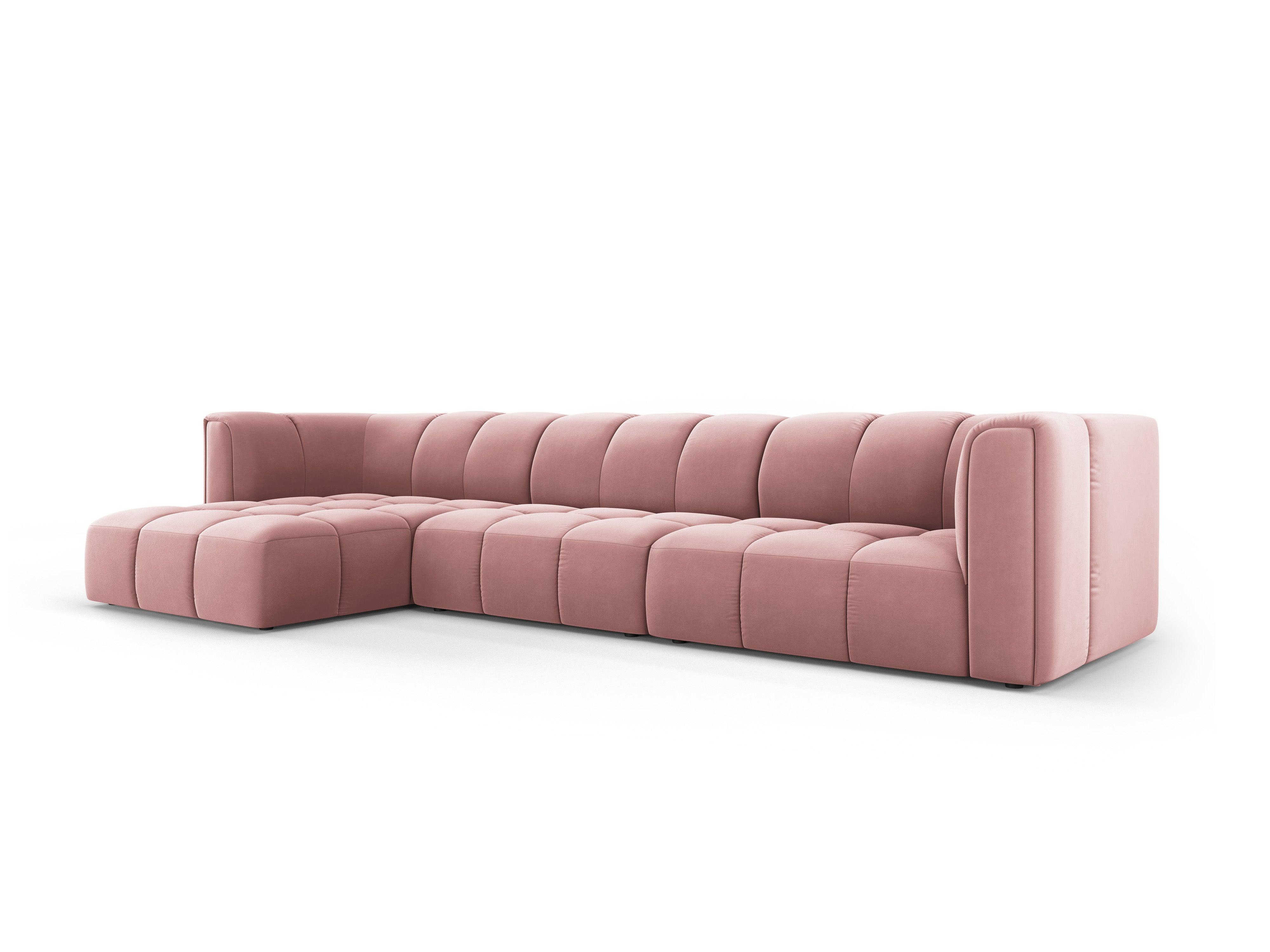 Narożnik aksamitny 5-osobowy lewostronny FRANCESCA różowy Milo Casa Eye on Design