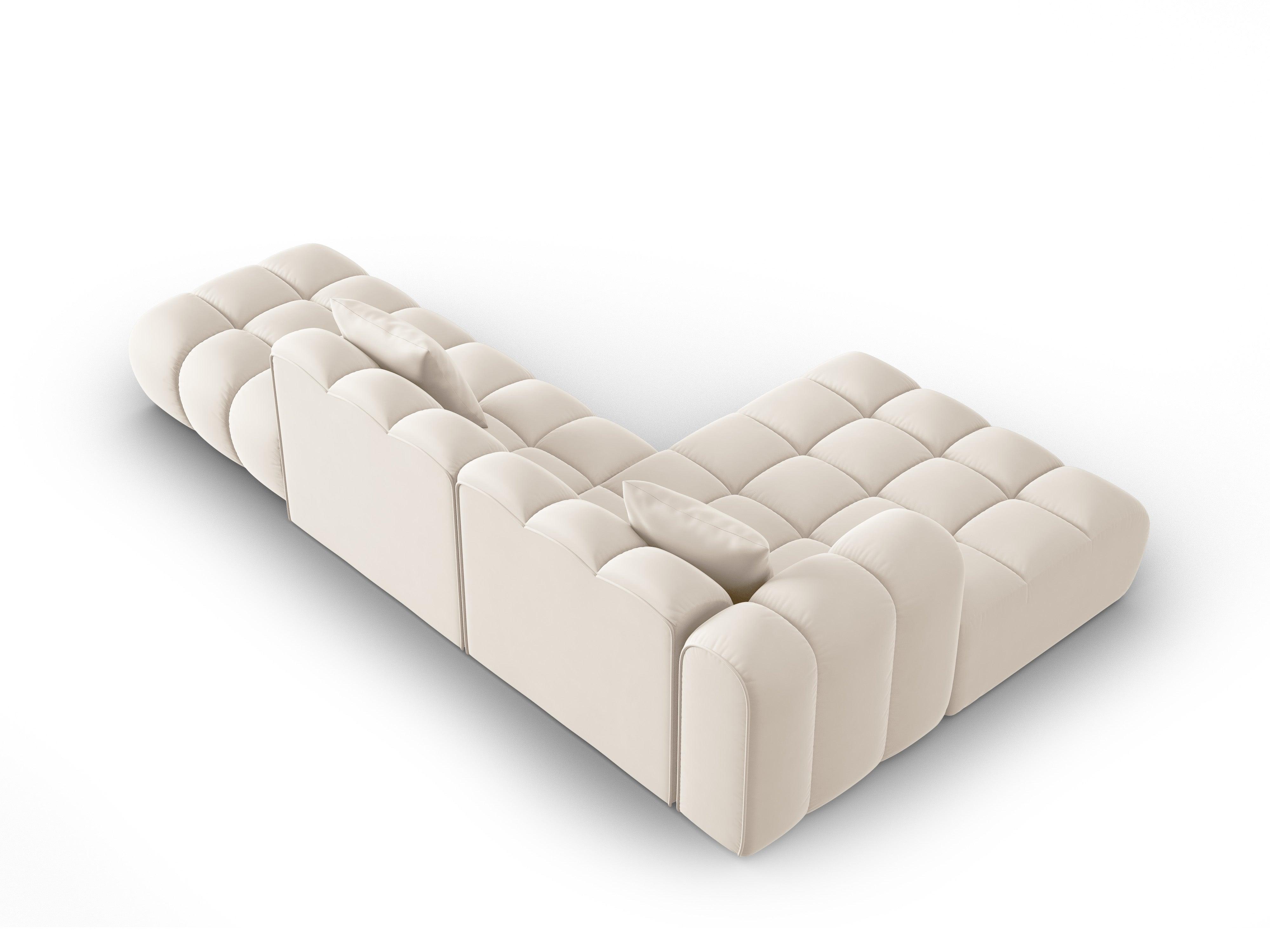 Narożnik aksamitny 5-osobowy lewostronny HALLEY jasnobeżowy Windsor & Co Eye on Design