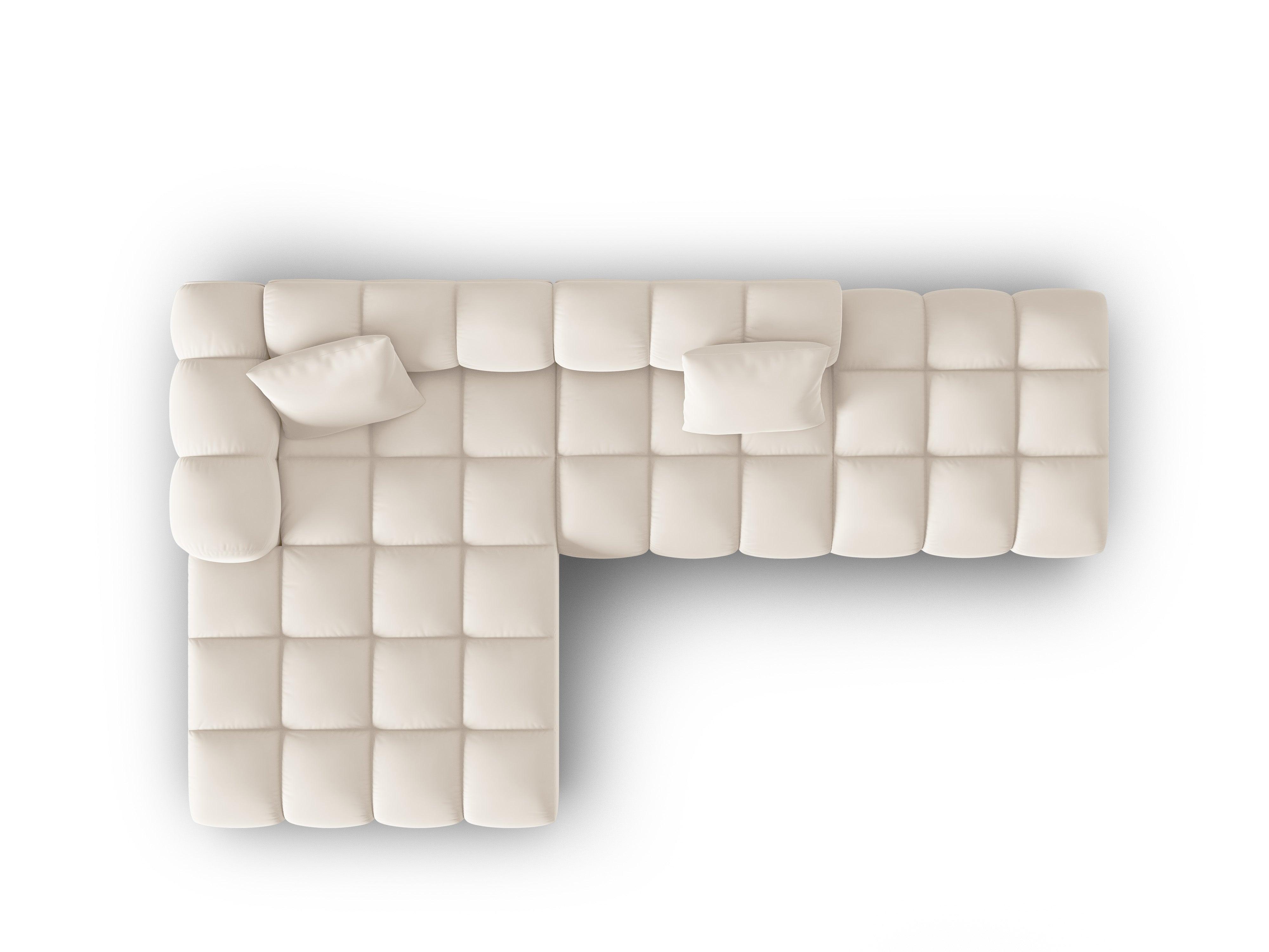 Narożnik aksamitny 5-osobowy lewostronny HALLEY jasnobeżowy Windsor & Co Eye on Design