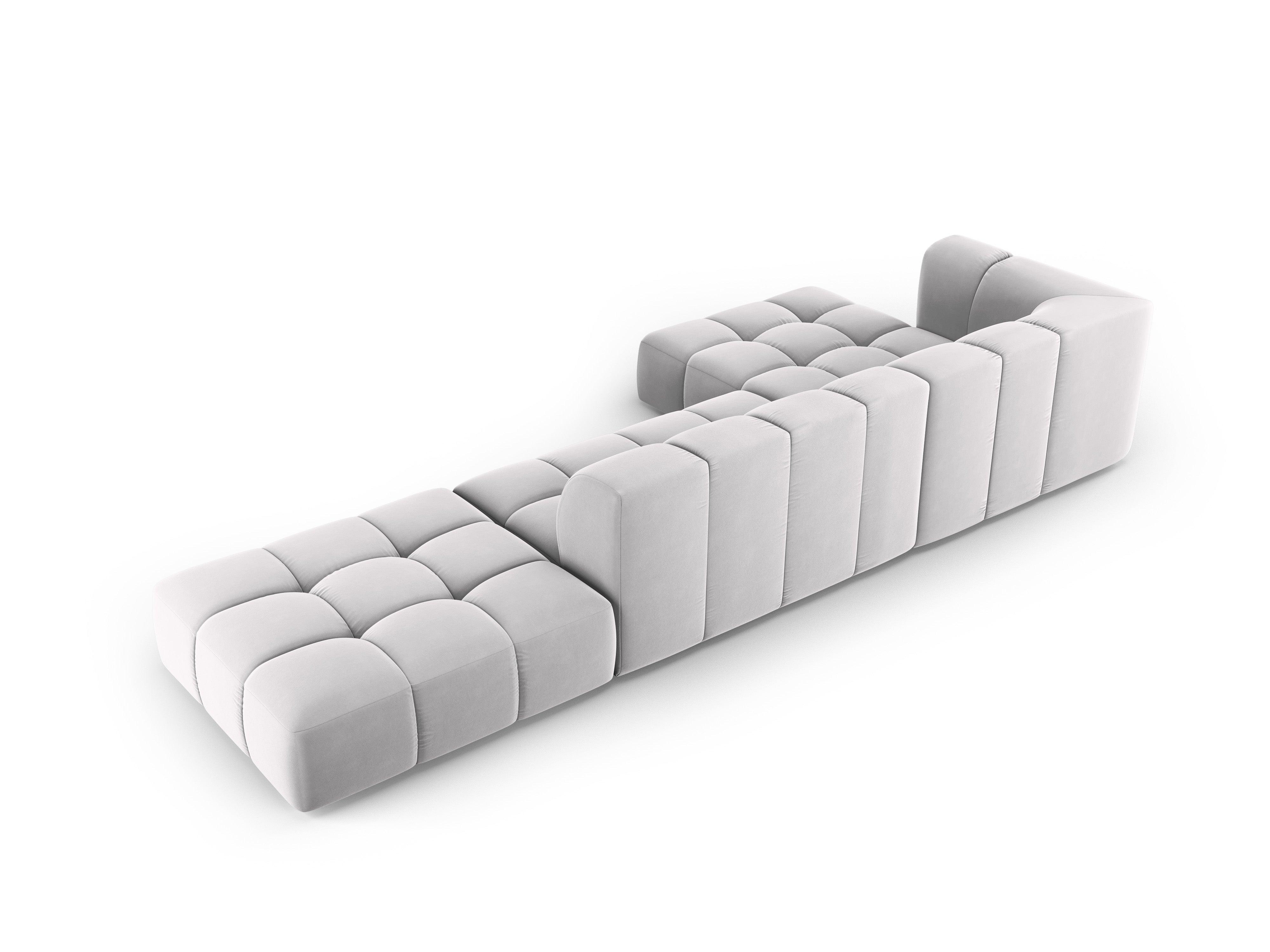 Narożnik aksamitny 5-osobowy lewostronny otwarty FRANCESCA srebrny Milo Casa Eye on Design