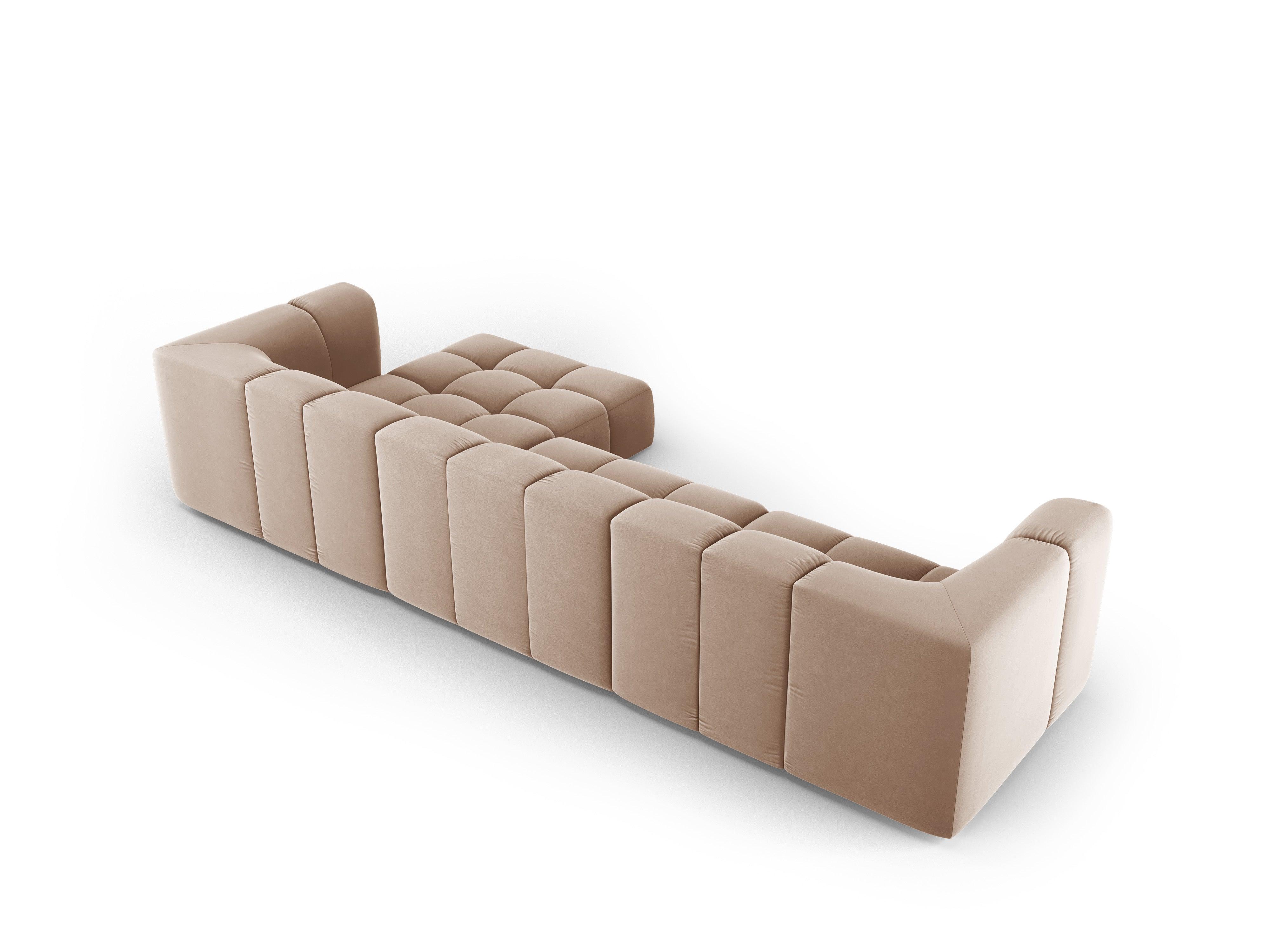 Narożnik aksamitny 5-osobowy prawostronny FRANCESCA beżowy Milo Casa Eye on Design
