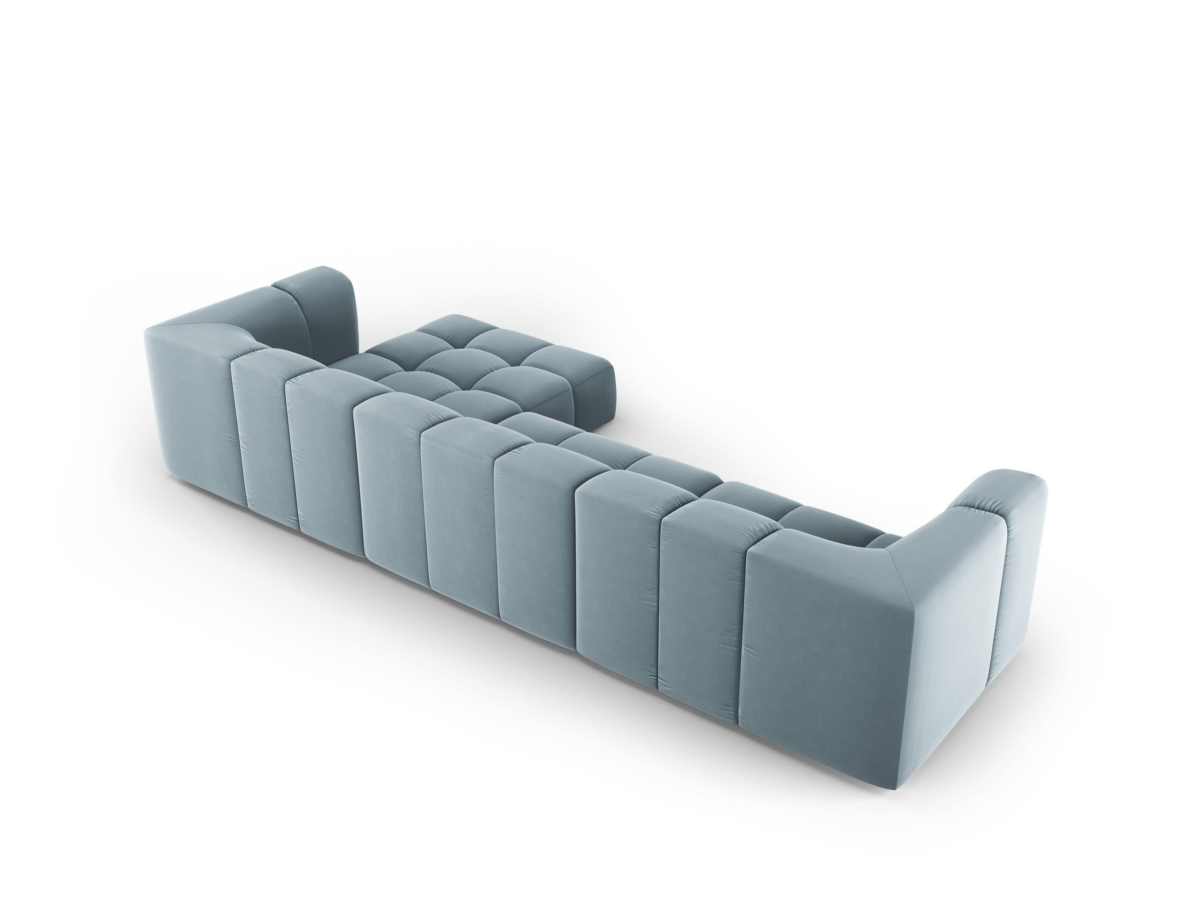 Narożnik aksamitny 5-osobowy prawostronny FRANCESCA jasnoniebieski Milo Casa Eye on Design