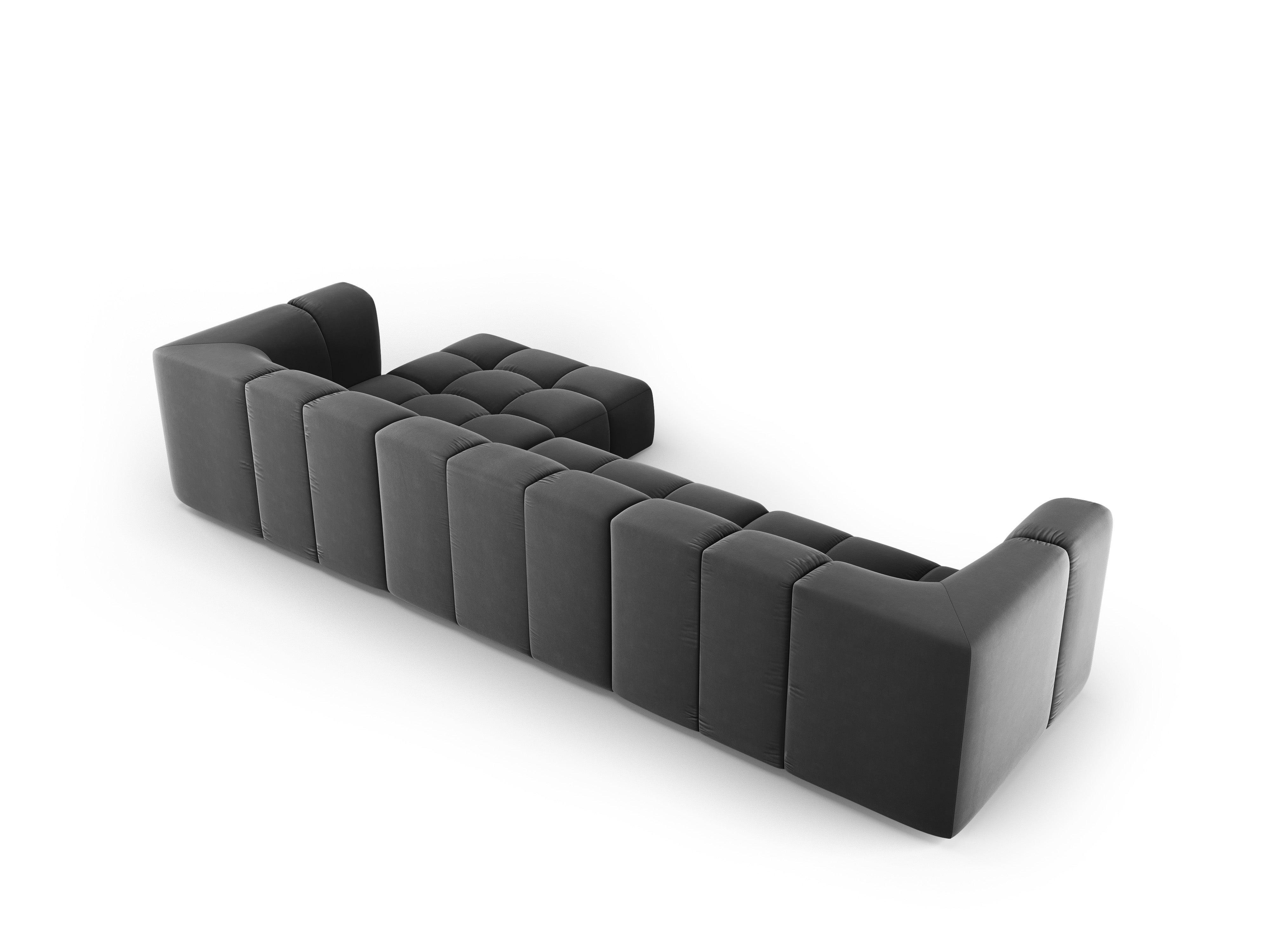 Narożnik aksamitny 5-osobowy prawostronny FRANCESCA szary Milo Casa Eye on Design