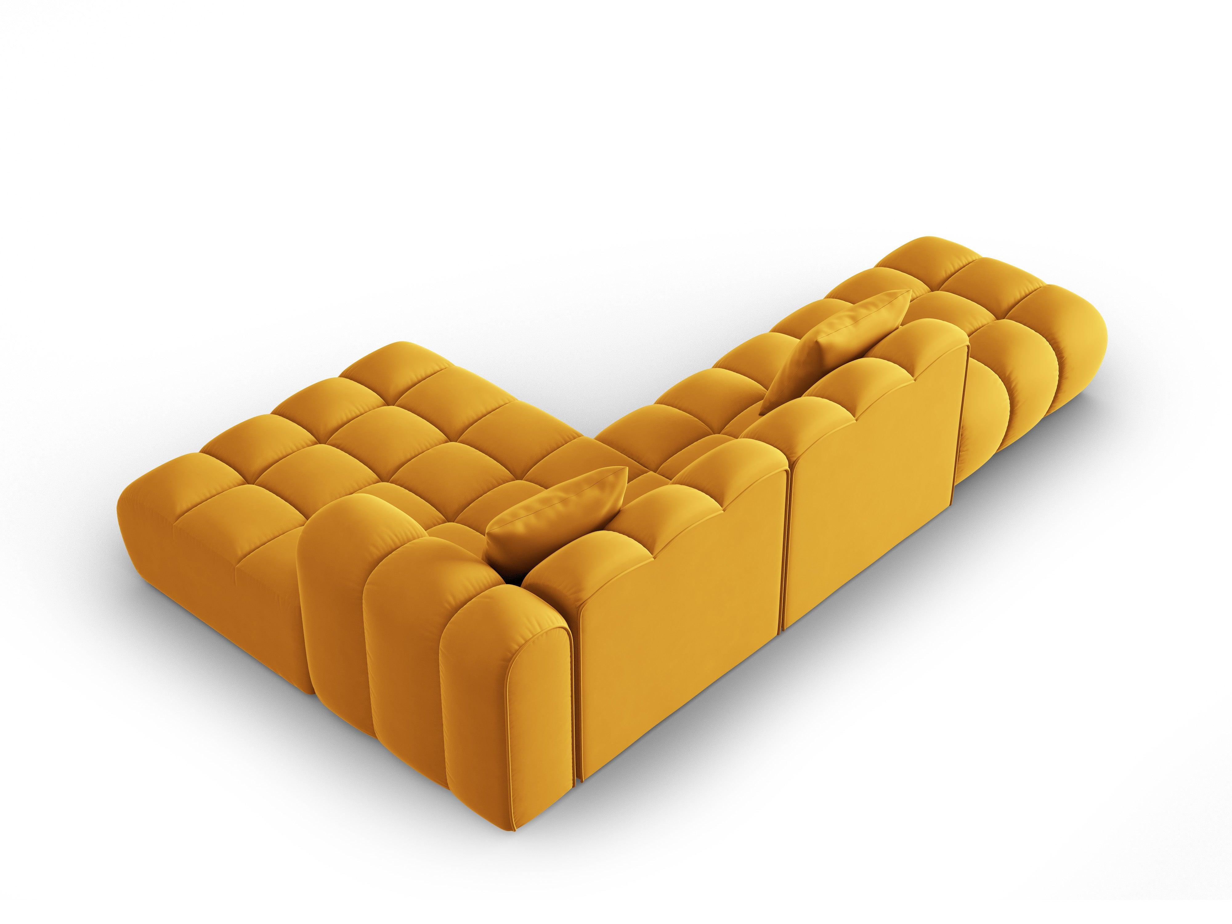 Narożnik aksamitny 5-osobowy prawostronny HALLEY żółty Windsor & Co Eye on Design