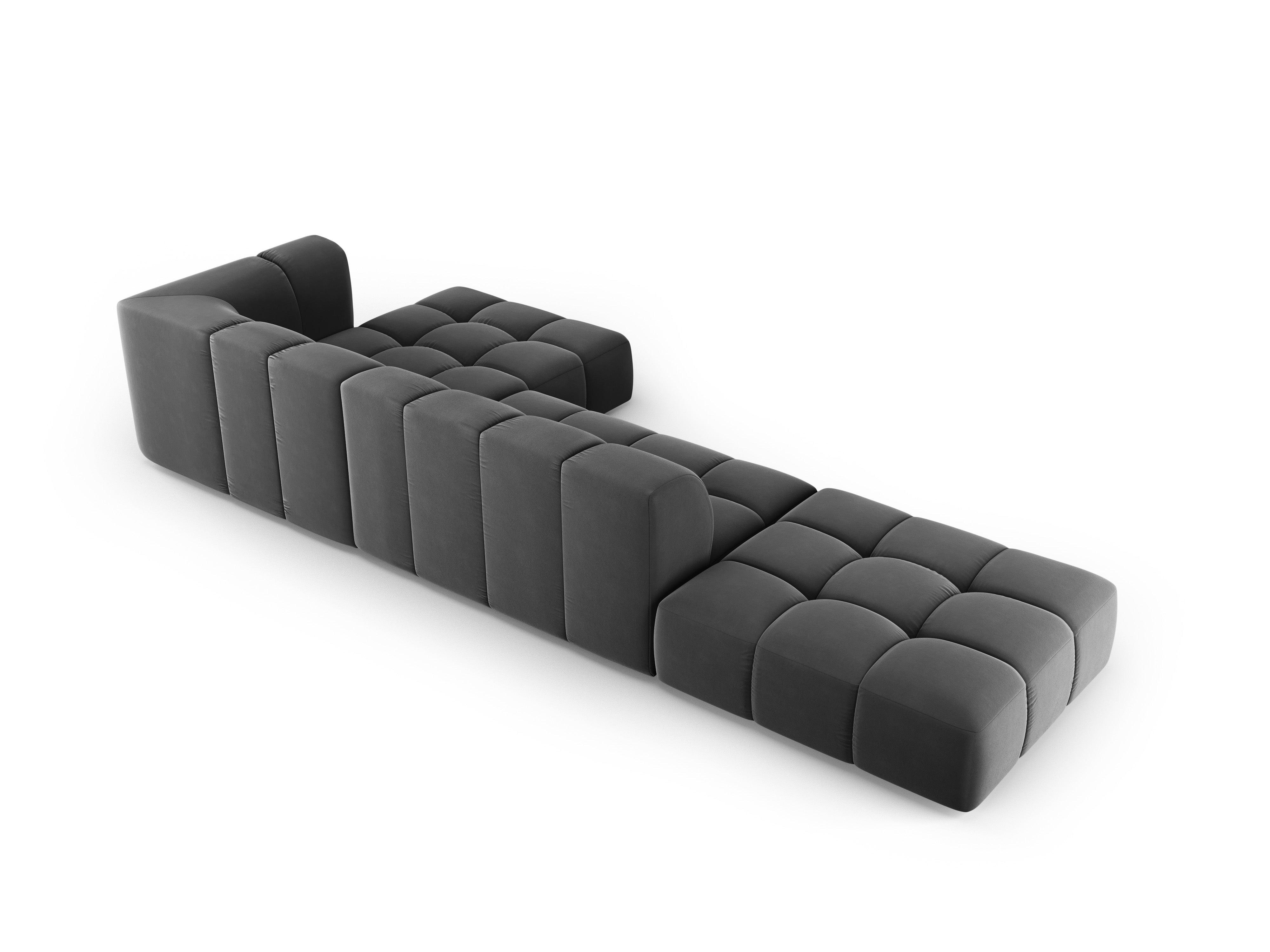 Narożnik aksamitny 5-osobowy prawostronny otwarty FRANCESCA szary Milo Casa Eye on Design