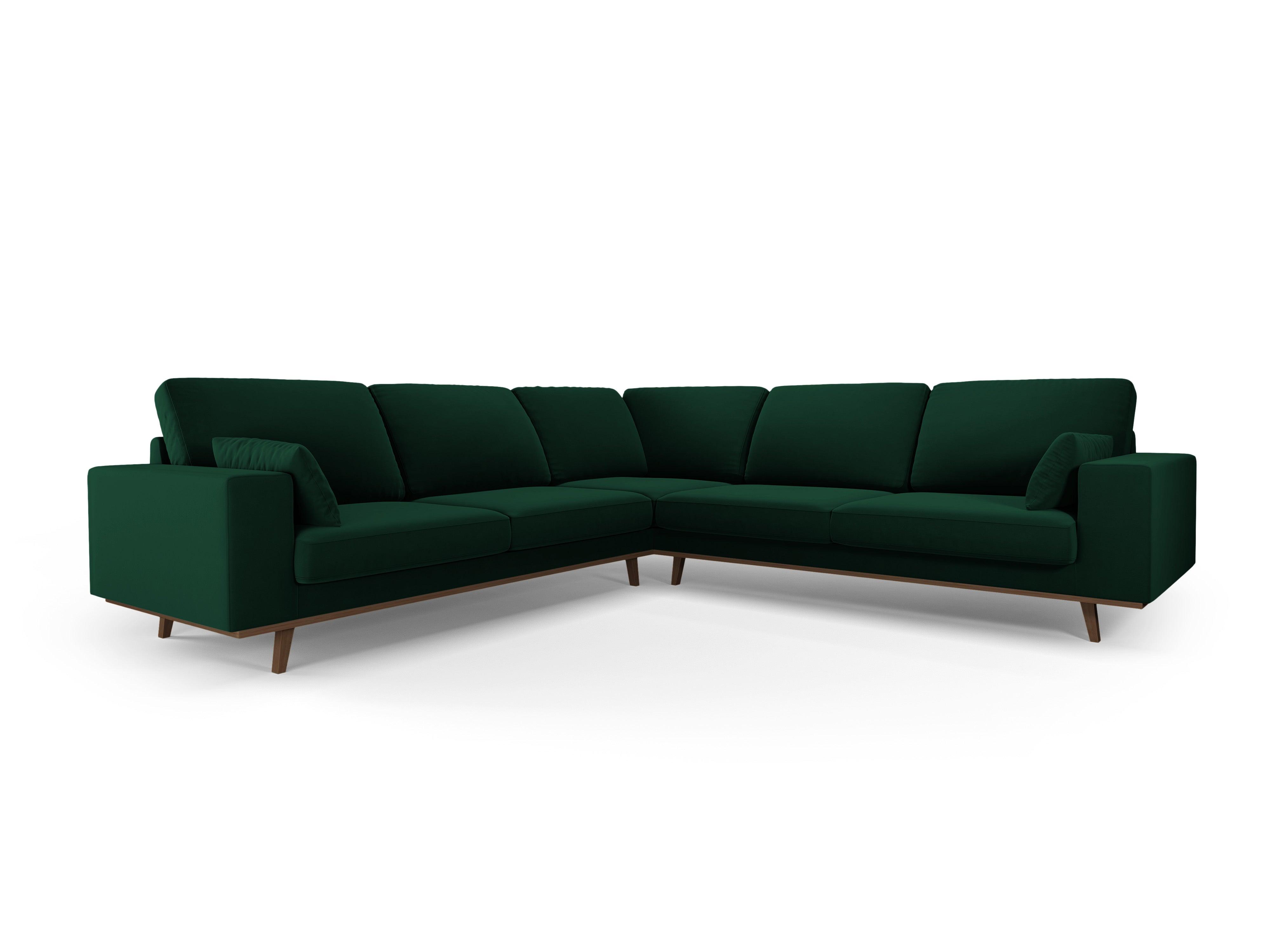 Narożnik aksamitny 5-osobowy symetryczny HEBE butelkowa zieleń Mazzini Sofas Eye on Design