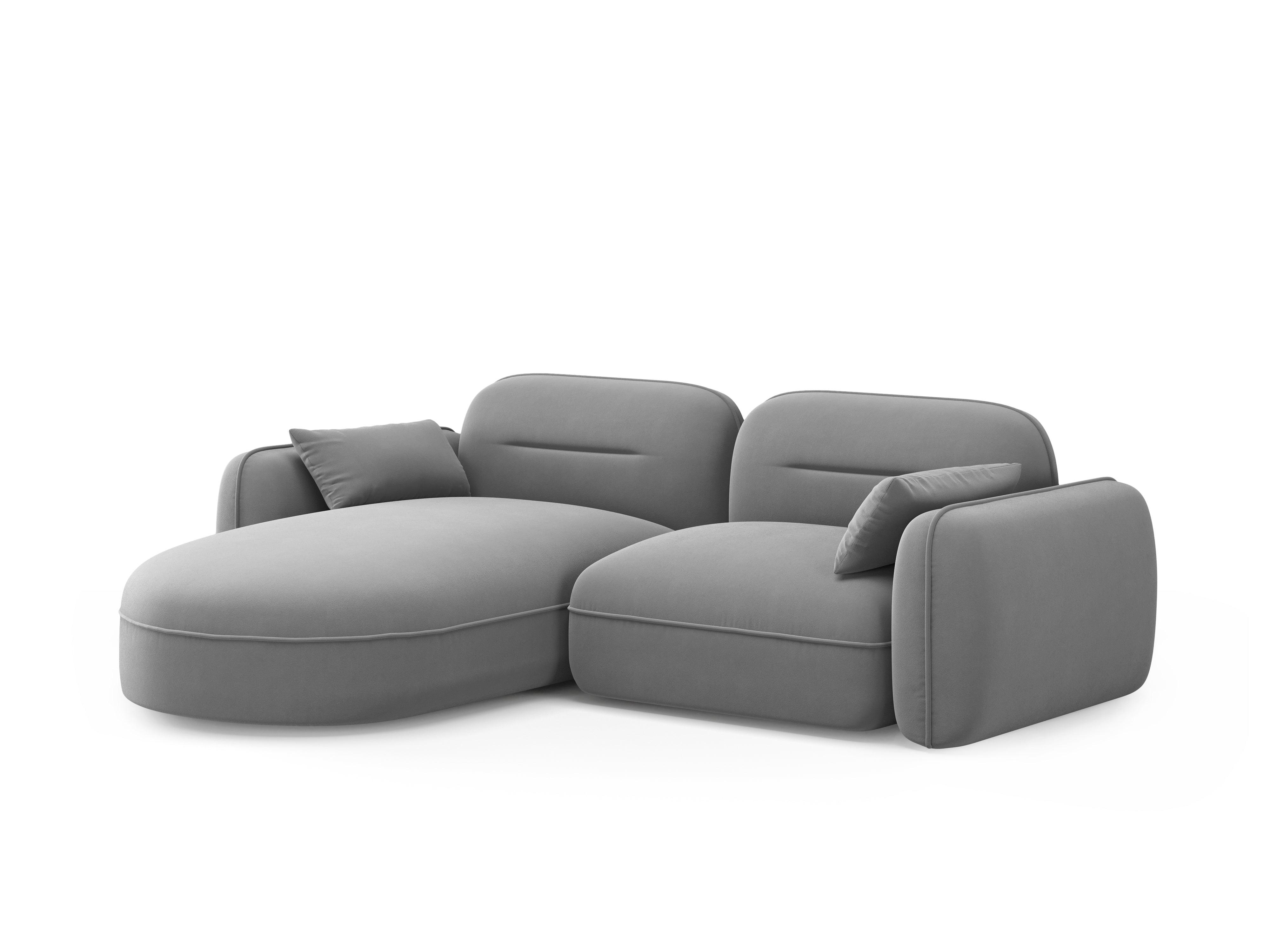 Narożnik modułowy aksamitny lewostronny 3-osobowy SYDNEY jasnoszary Cosmopolitan Design Eye on Design