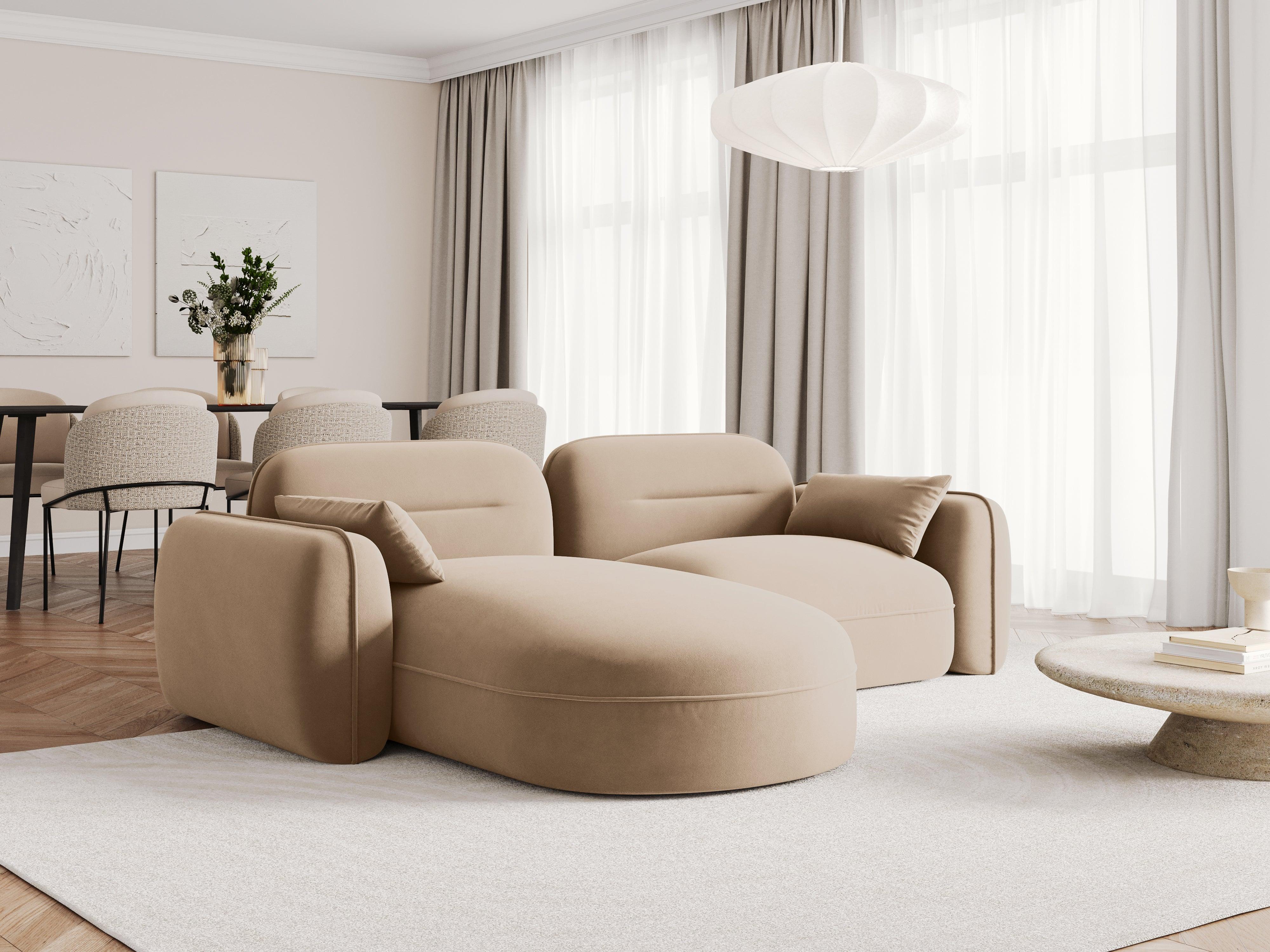 Narożnik modułowy aksamitny lewostronny 3-osobowy SYDNEY piaskowy Cosmopolitan Design Eye on Design