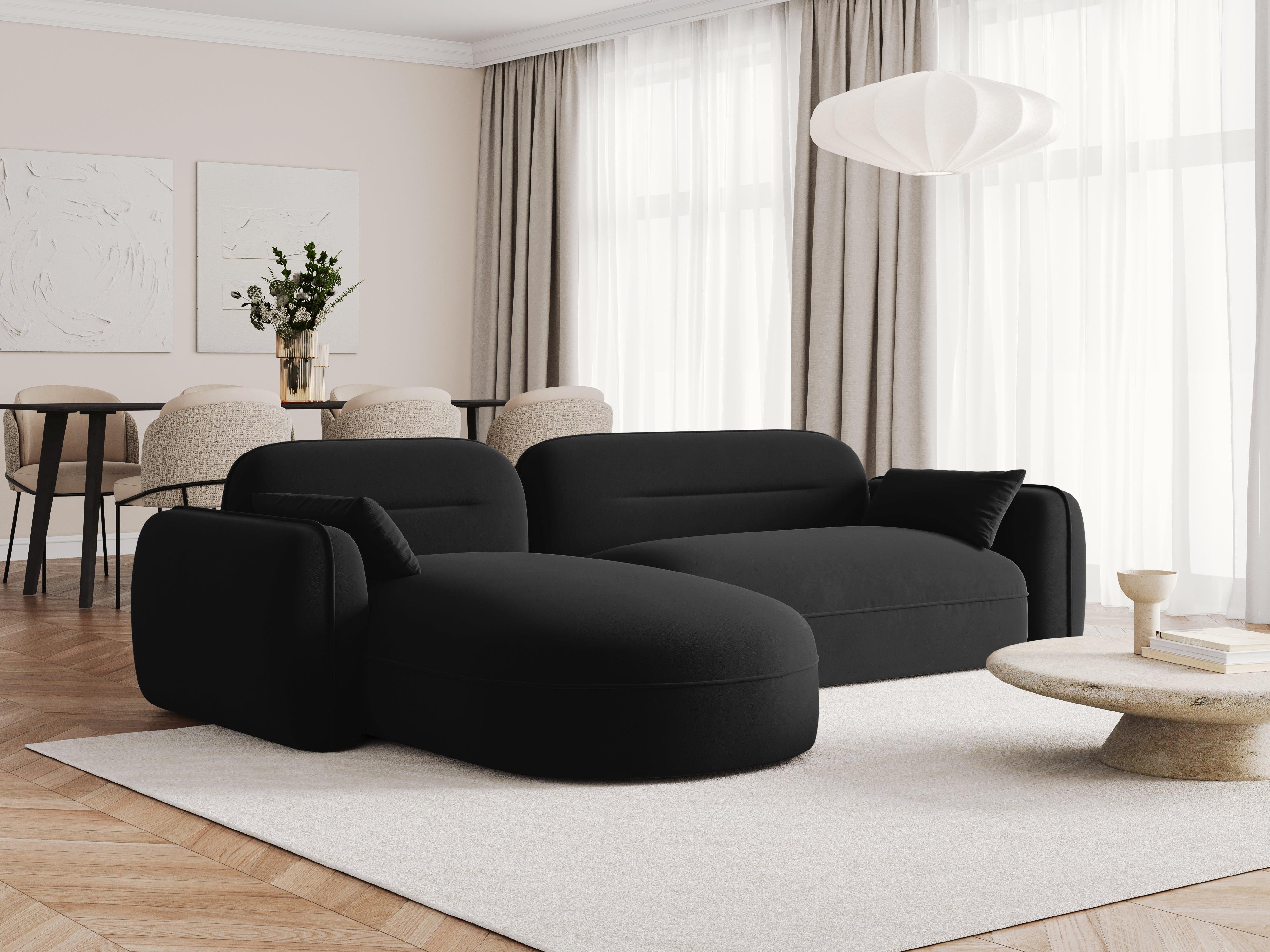 Narożnik modułowy aksamitny lewostronny 3,5-osobowy SYDNEY czarny Cosmopolitan Design Eye on Design